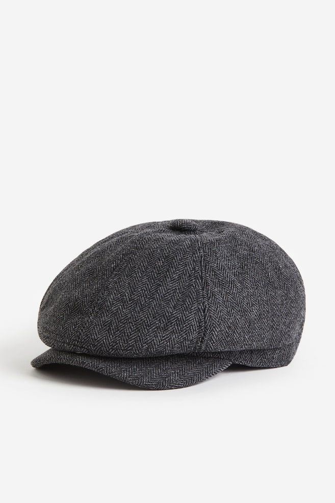 Wool-blend flat cap - Dark grey/Dark grey/Checked/Dark grey - 1