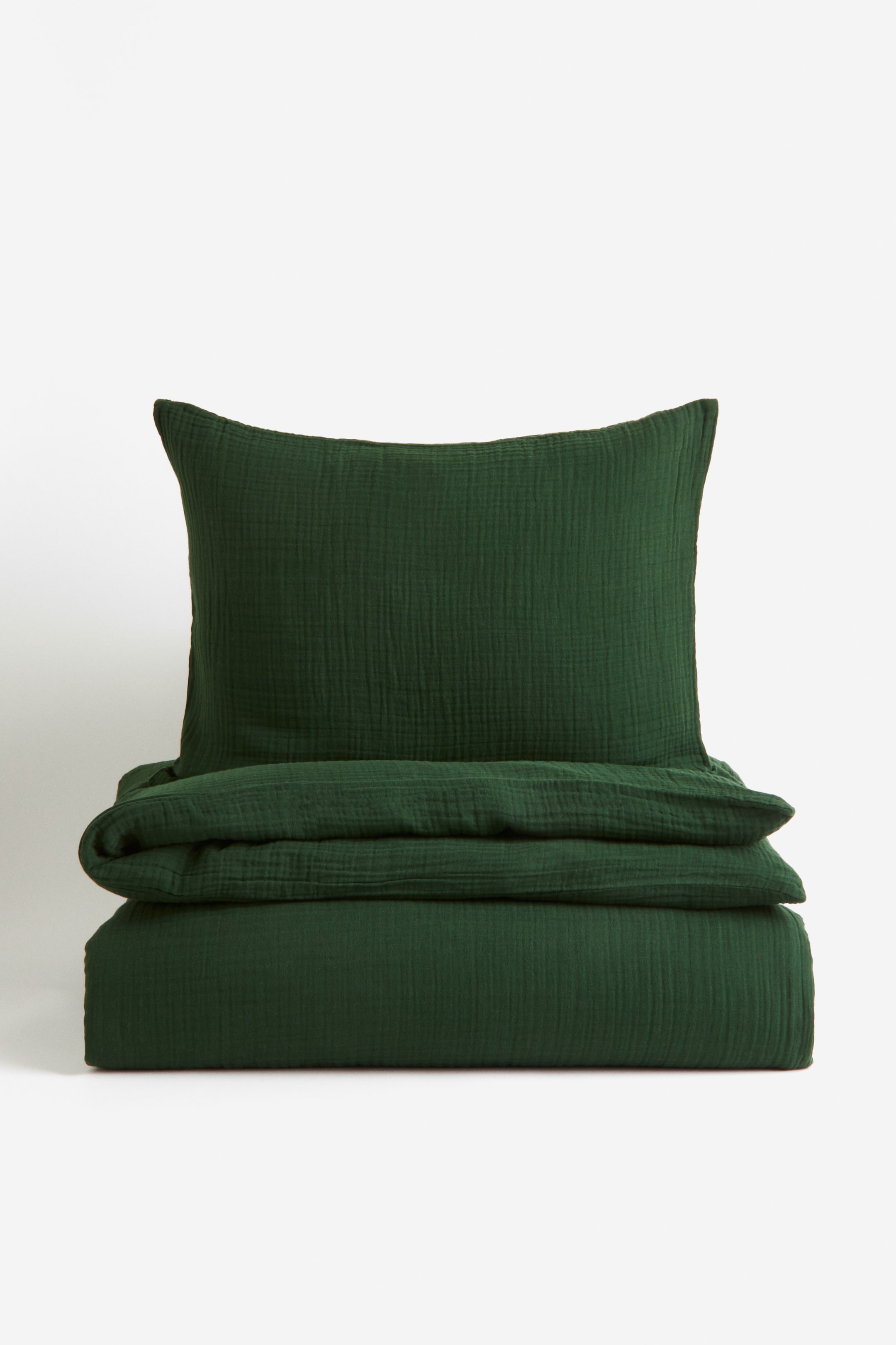 Muslin Twin Duvet Cover Set - Dark green - Home All | H&M US