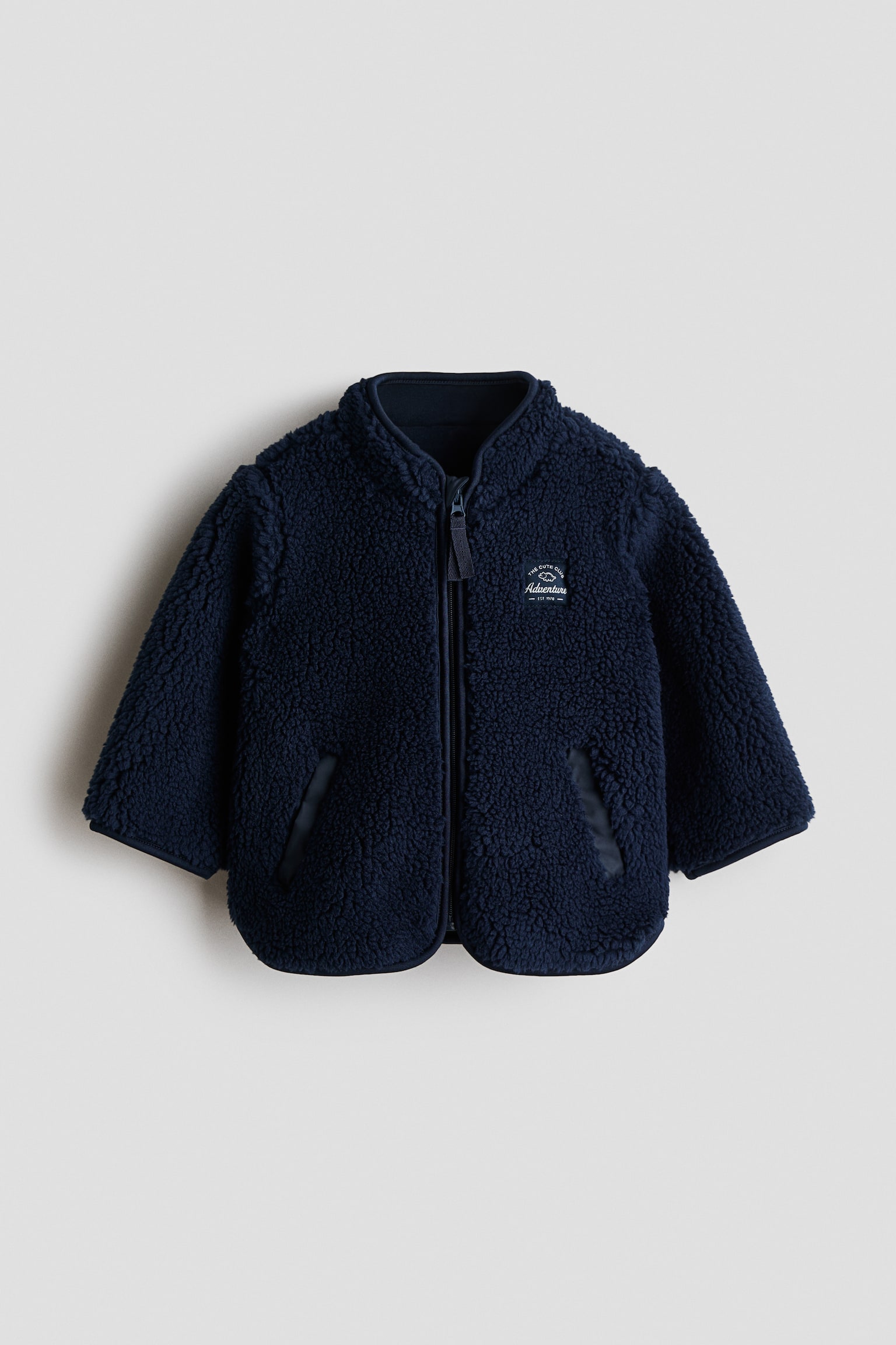 Teddy jacket - Navy blue/Light beige