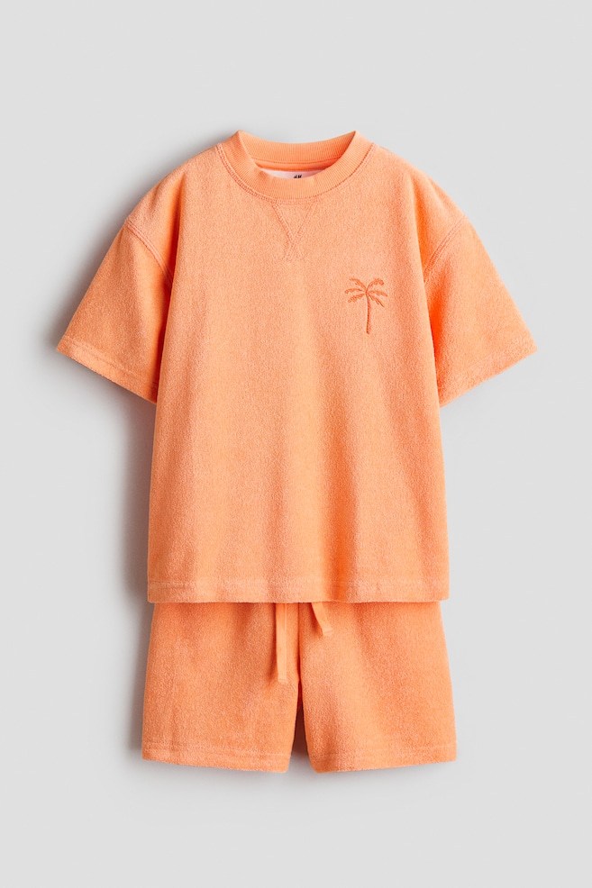 Komplet frotte 2-częściowy - Pomarańczowy/Niebieski/Venice Beach - 1