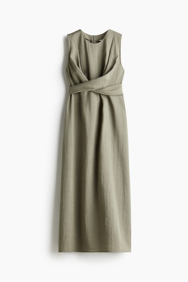 MAMA Tie-back nursing dress - Khaki green/Dark plum purple/Green/Black - 1