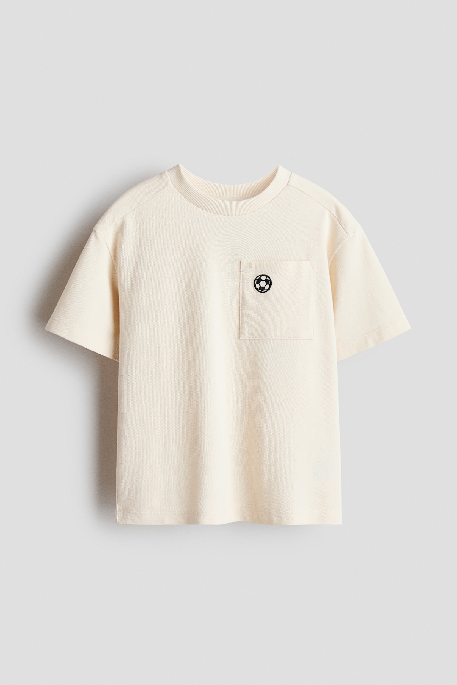 Embroidered-Detail Piqué T-Shirt - Light beige/Football/Navy blue/dinosaur