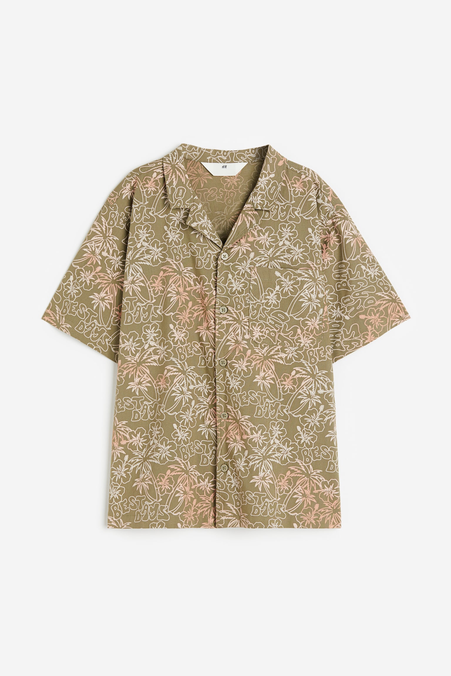 Cotton Resort Shirt - Khaki green/Tropical/Dark blue - 1