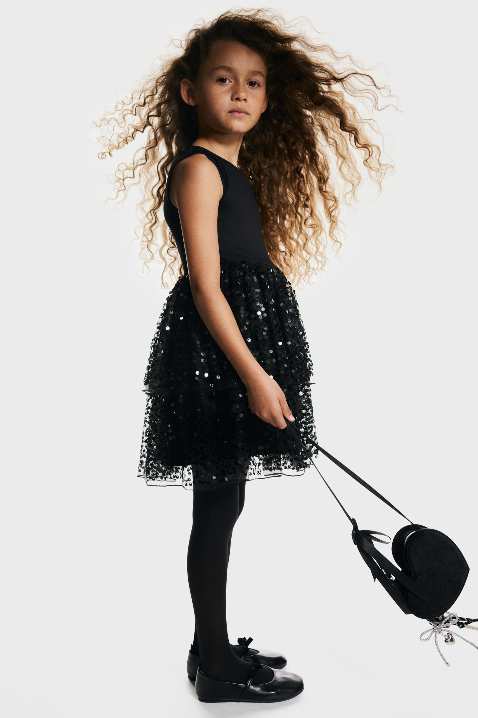 Klänning med paljettkjol - Svart - 6