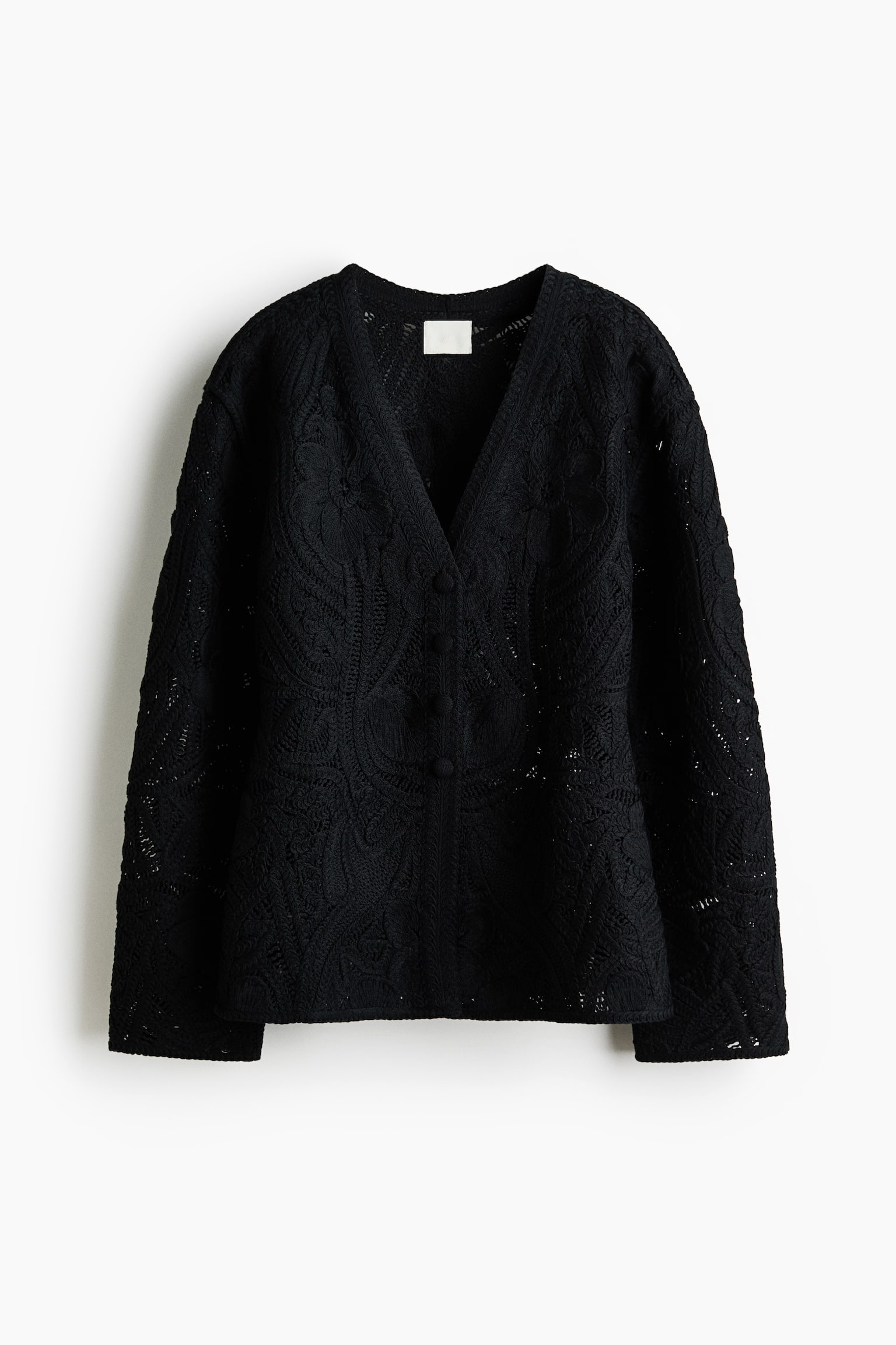 Cárdigan efecto crochet - Negro