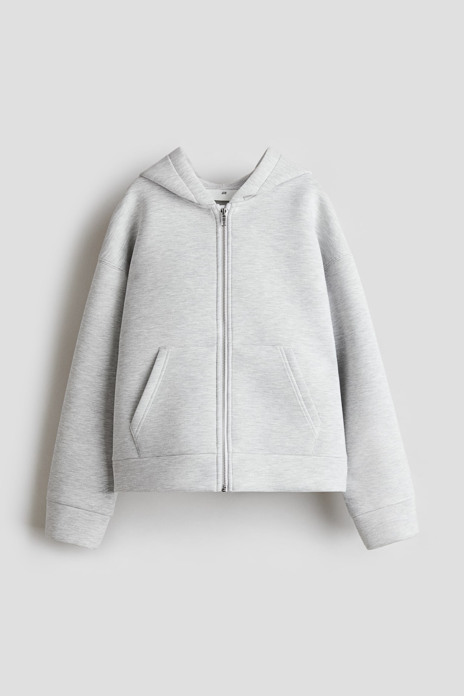 Oversized scuba hoodie - Light grey marl - 1