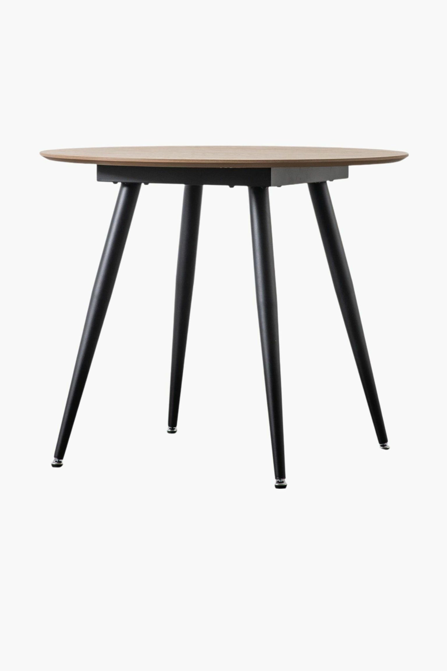 Wood Veneer Round Dining Table - Natural/Black - 3