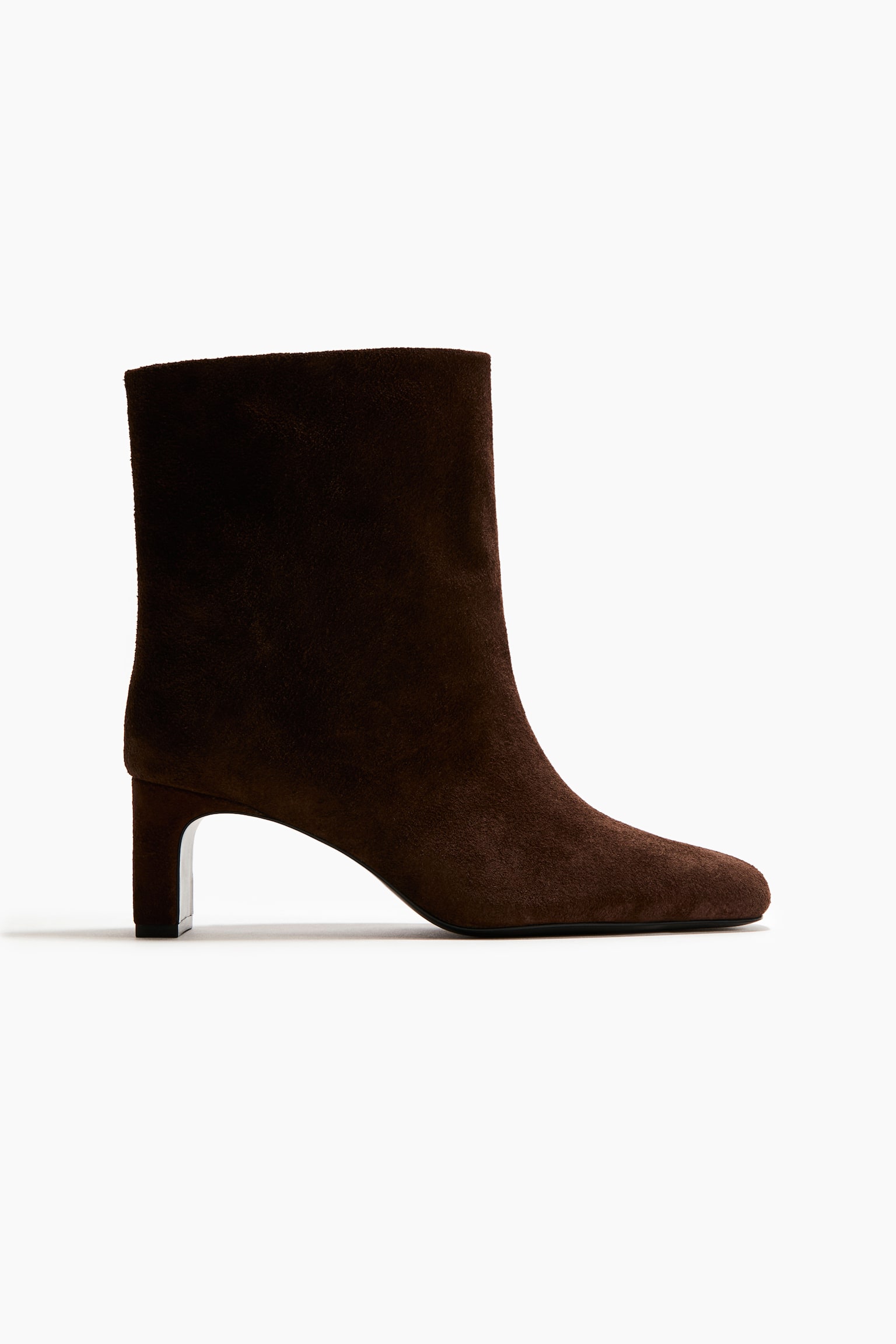Женские ботинки H&M Heeled Split Suede Ankle, цвет: Тёмный коричневый — фото 1