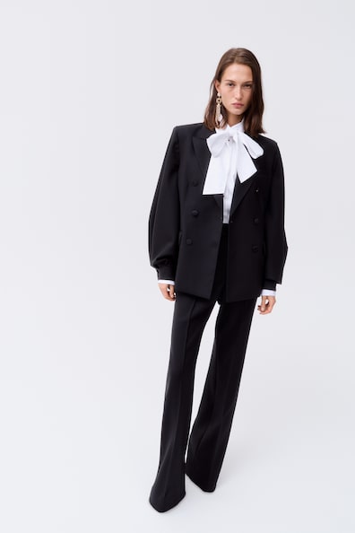 Cape-detail wool blazer