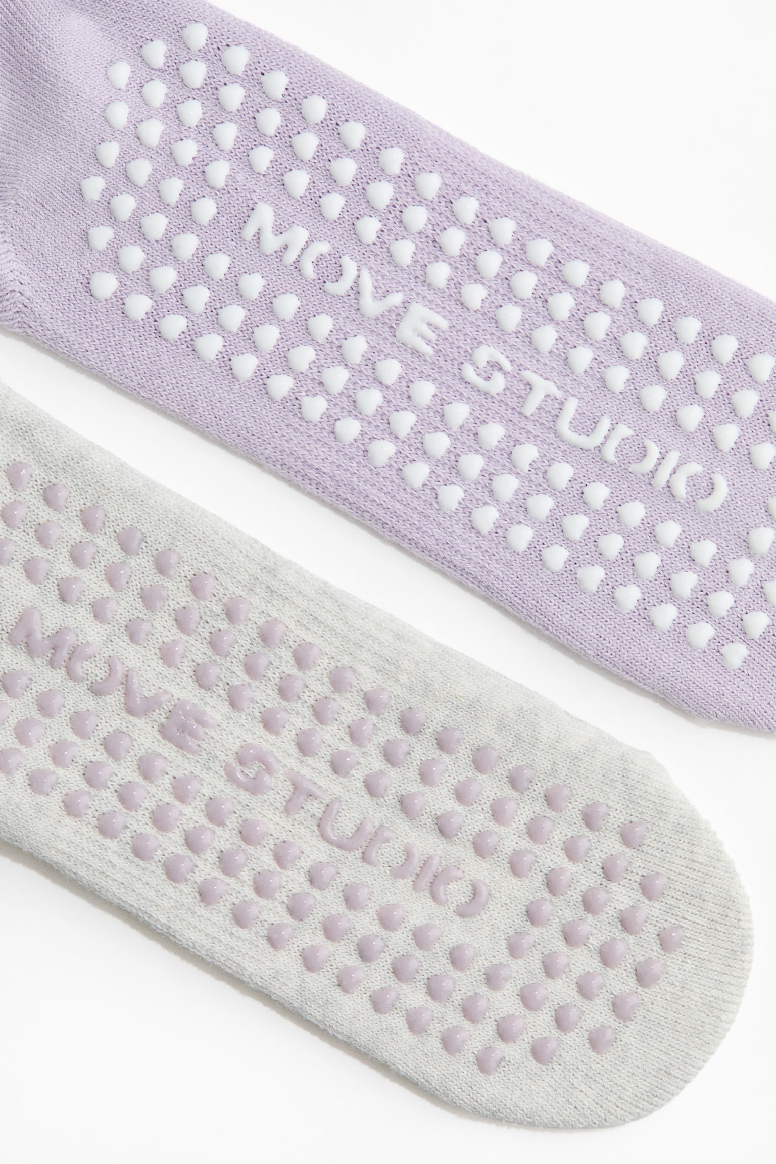 2-pack anti-slip sports socks-Lilac/Light grey marl - 2
