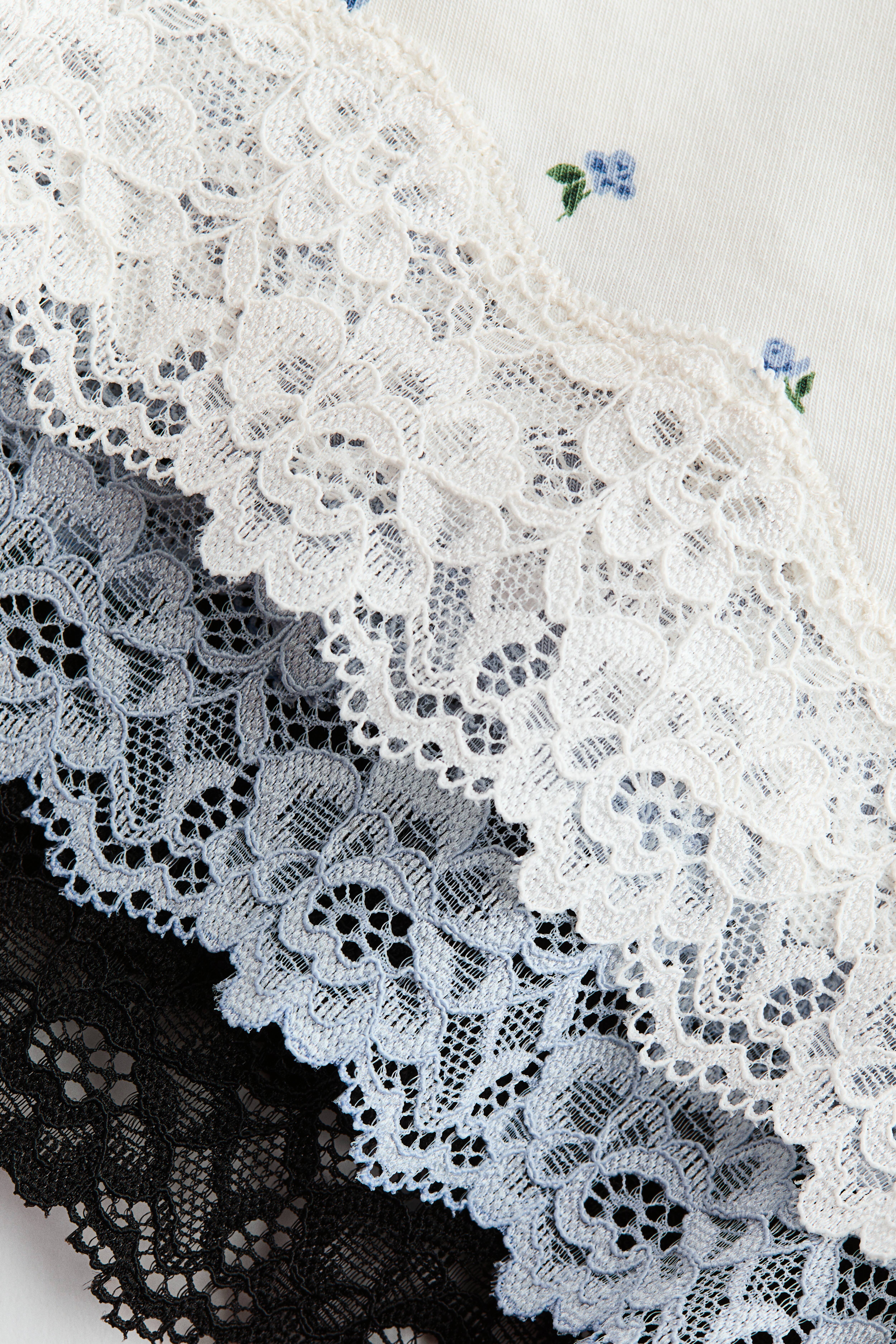 3-pack Cotton and Lace Hipster Briefs