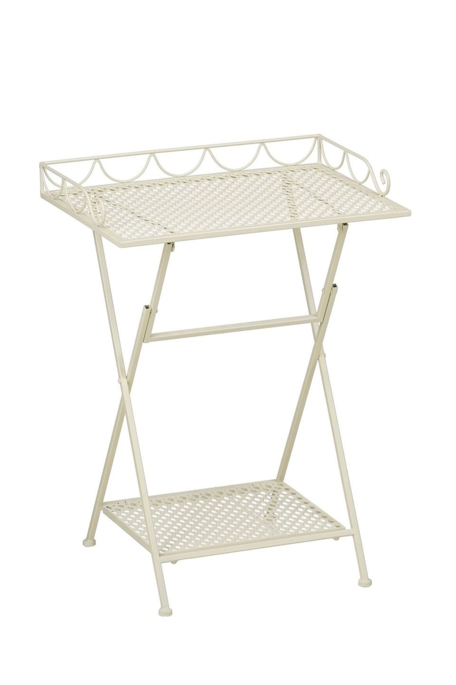 Mesa Auxiliar De Metal - Blanco Roto/Verde - 1