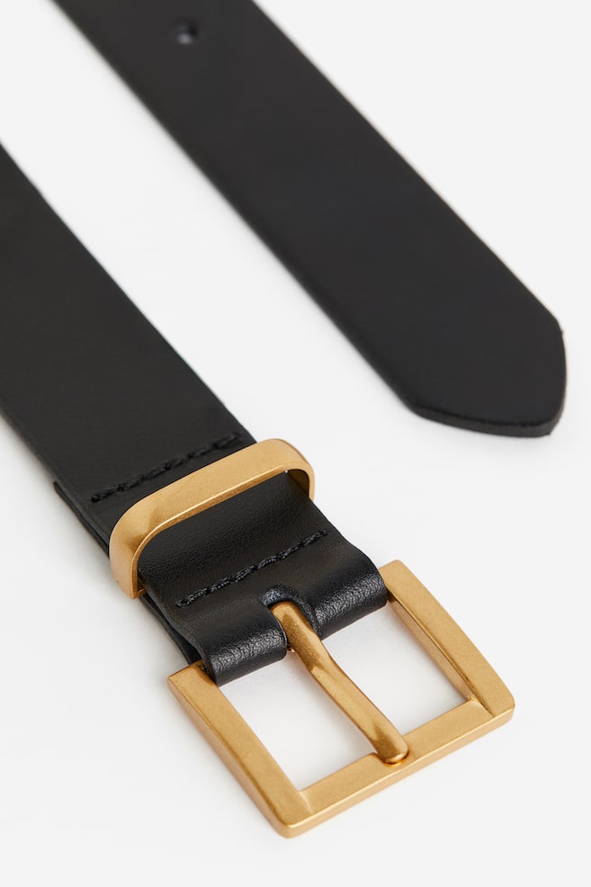 Leather belt - Black/Gold-coloured/Black/Silver-coloured - 3