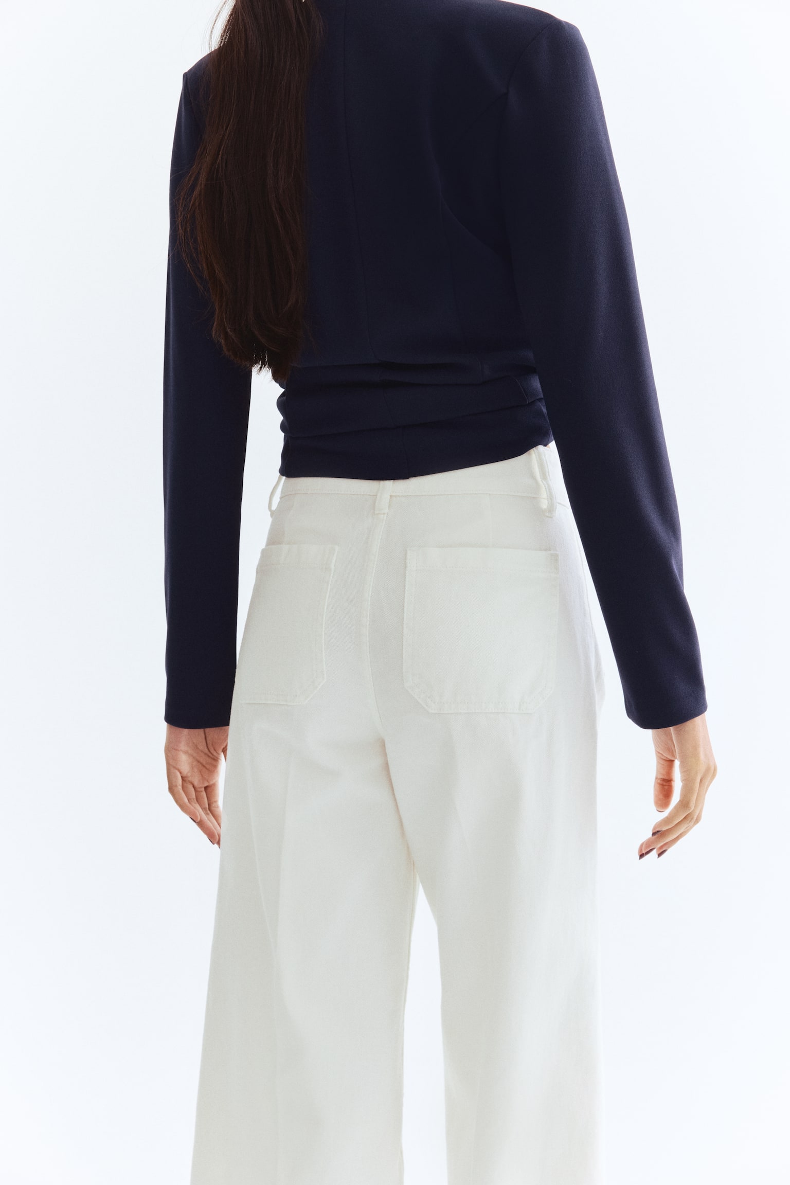 Jeans Wide High Ankle - Blanco/Azul denim oscuro - 5