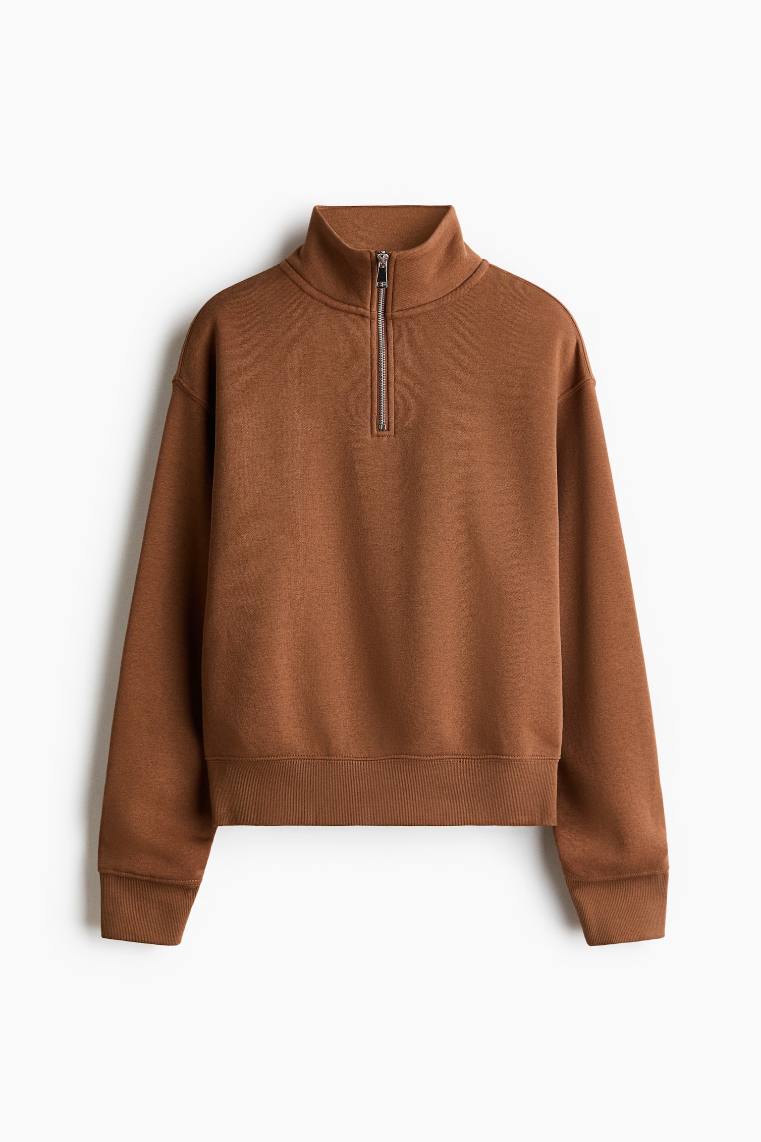 Half-Zip Sweatshirt - Brown/Navy blue/Light beige