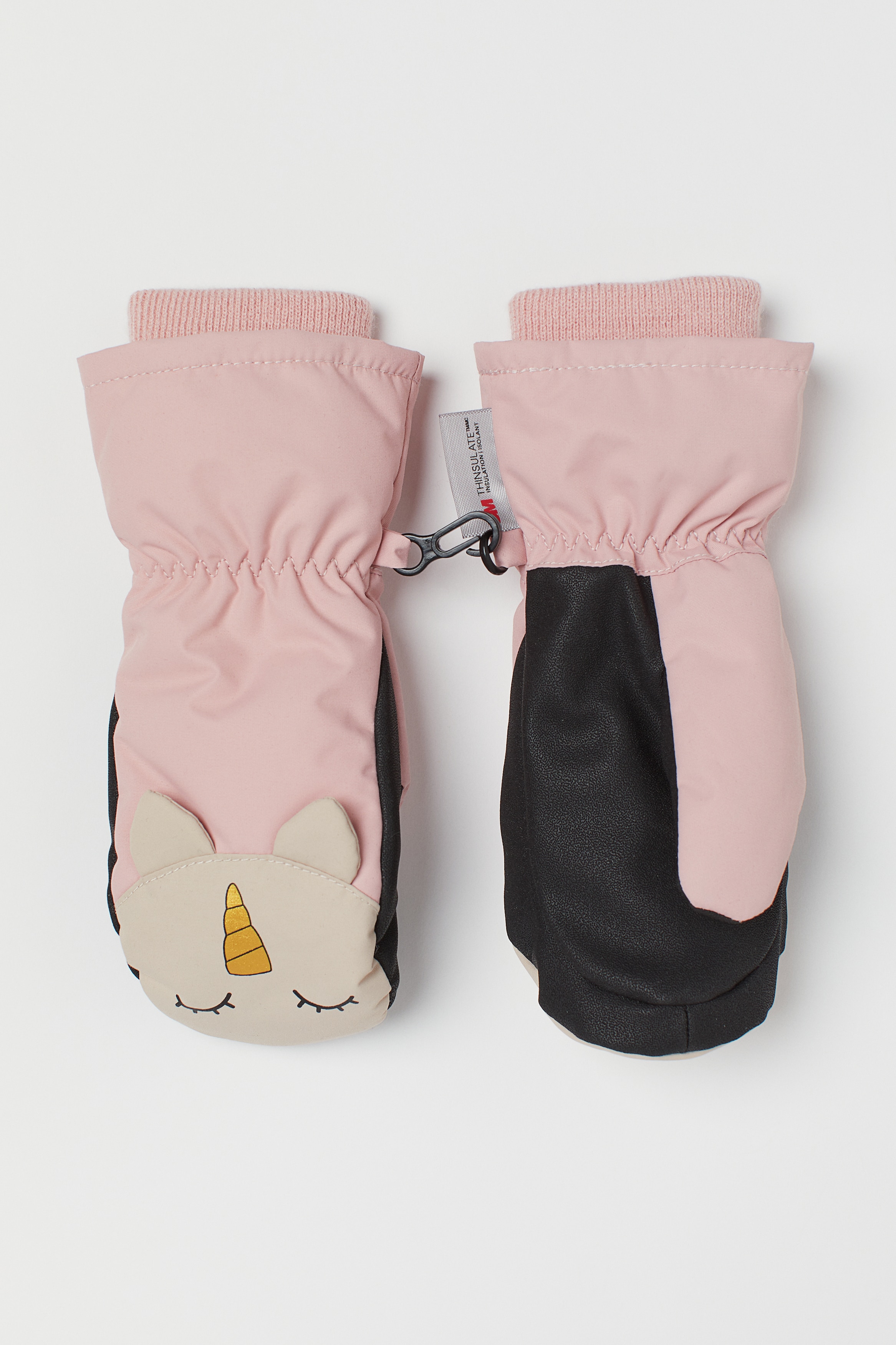 スノーウェア110cm ユニコーン ピンク 紫 帽子手袋セット ウォーター