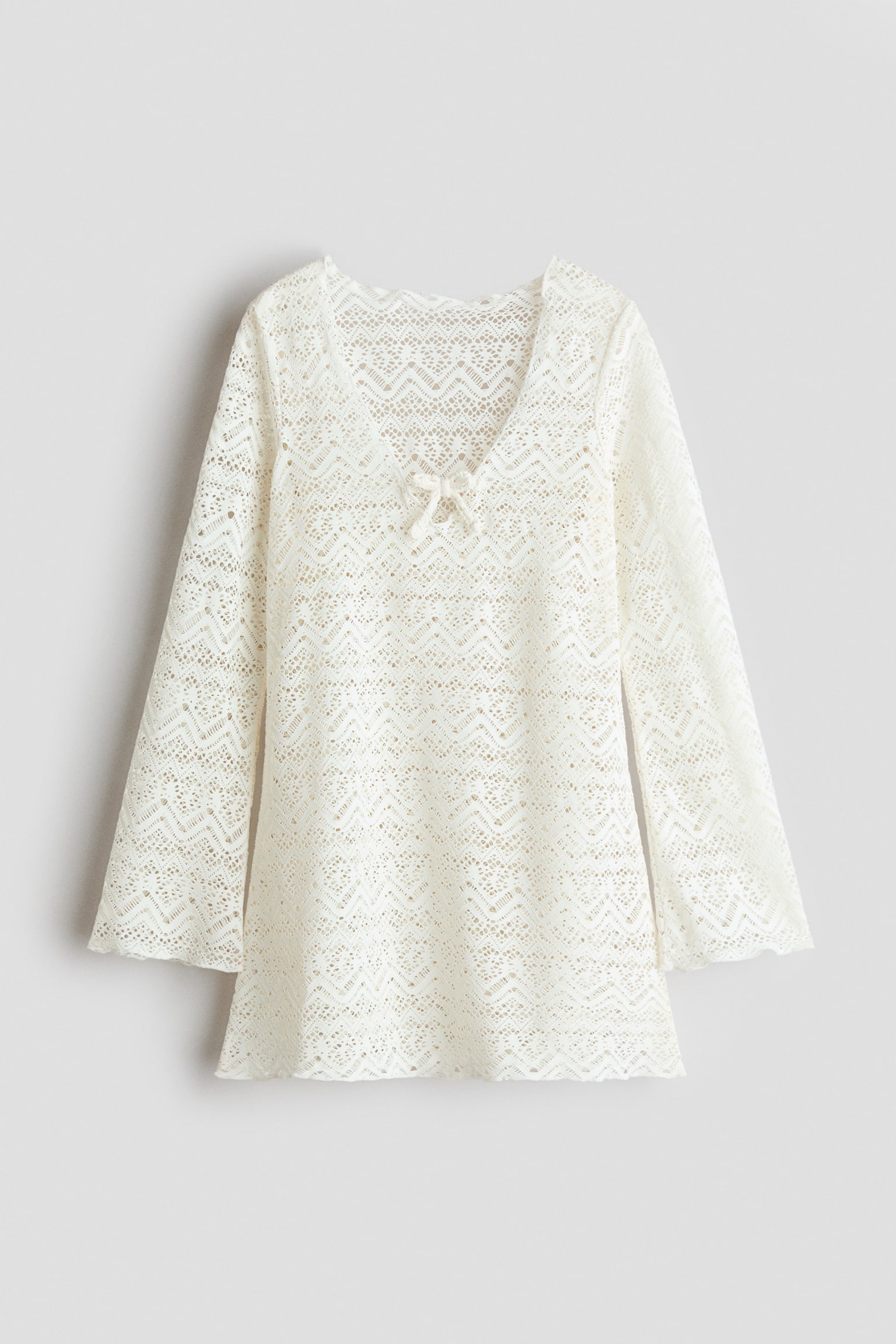 Rochie de plajă cu aspect de dantelă - Crem - 1