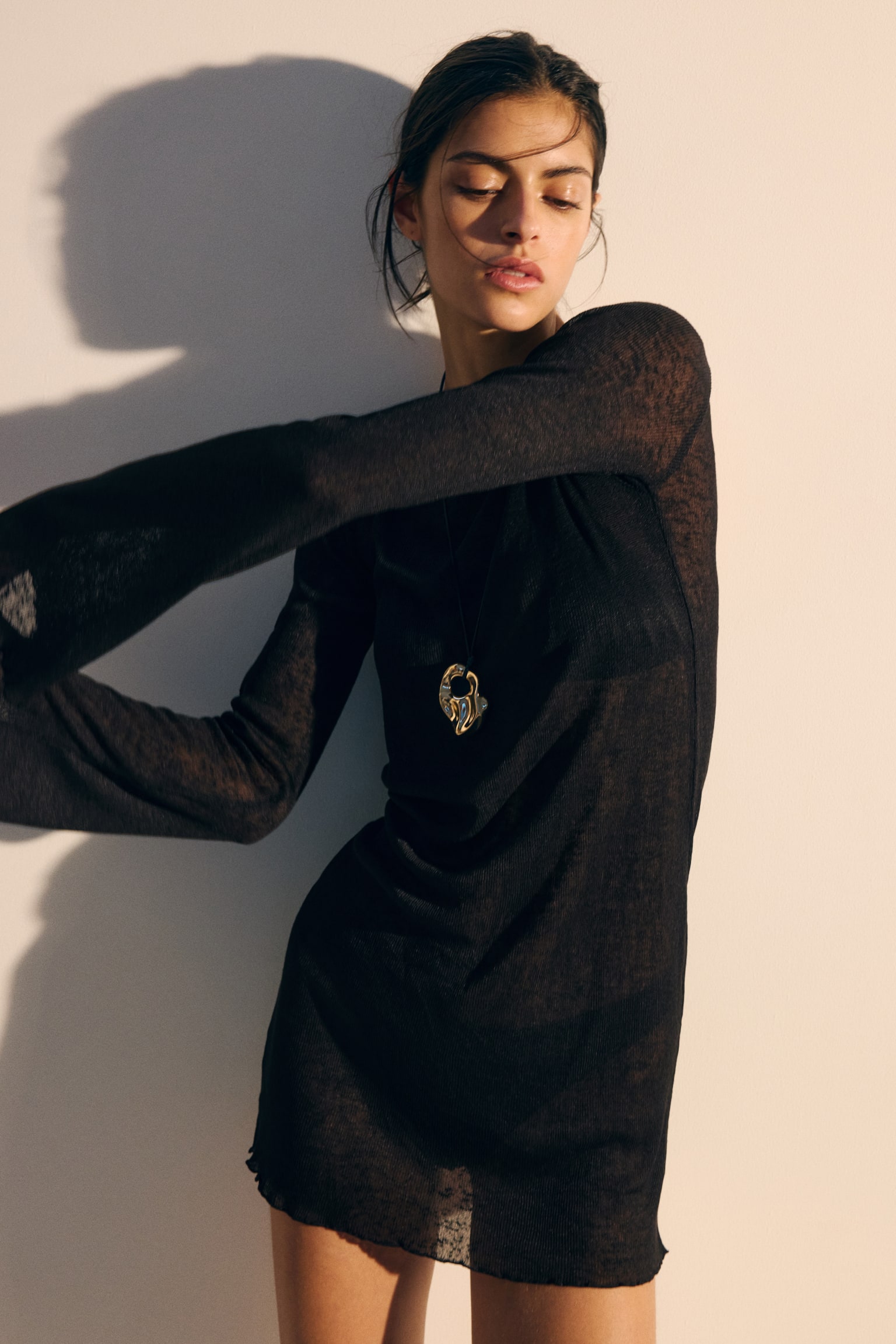 Mini beach dress - Black/Dark brown - 6