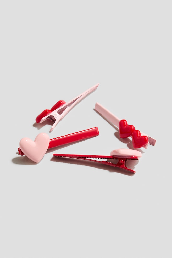 4-pack hair clips - Light pink/Hearts - 4