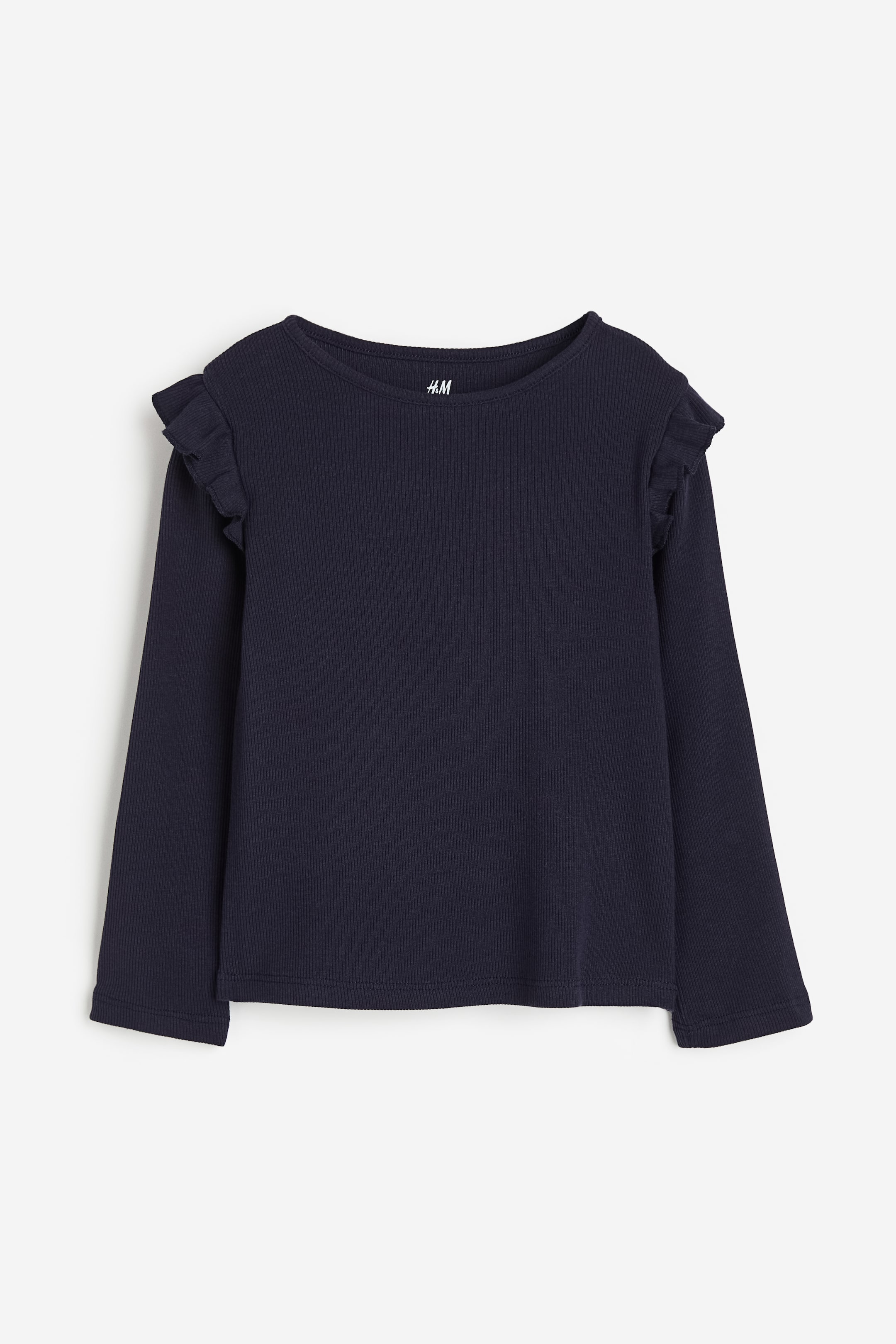Visualizza immagine più grande: Maglia a costine con volant - Blu navy - BAMBINO | H&M IT 1