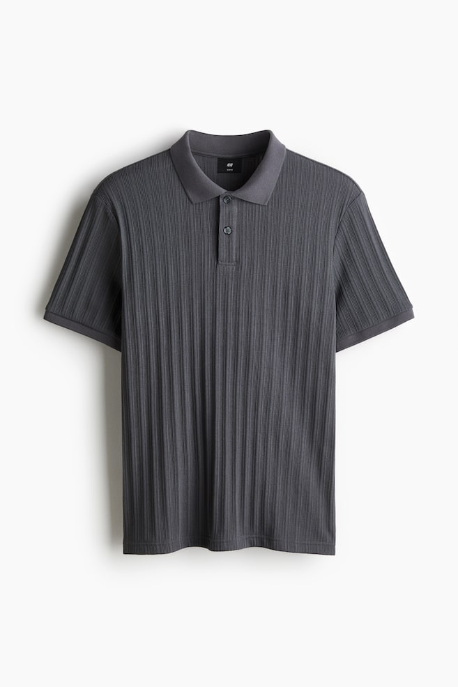Poloshirt van structuurtricot - Slim Fit - Donkergrijs/Roomwit/Lichtgrijs gemêleerd/Marineblauw/Wit/Donkerbeige/Donkergroen/Groen - 1