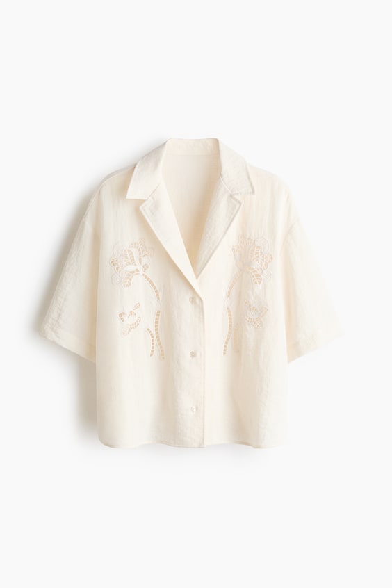 Женские рубашки H&M Eyelet Embroidered Shirt