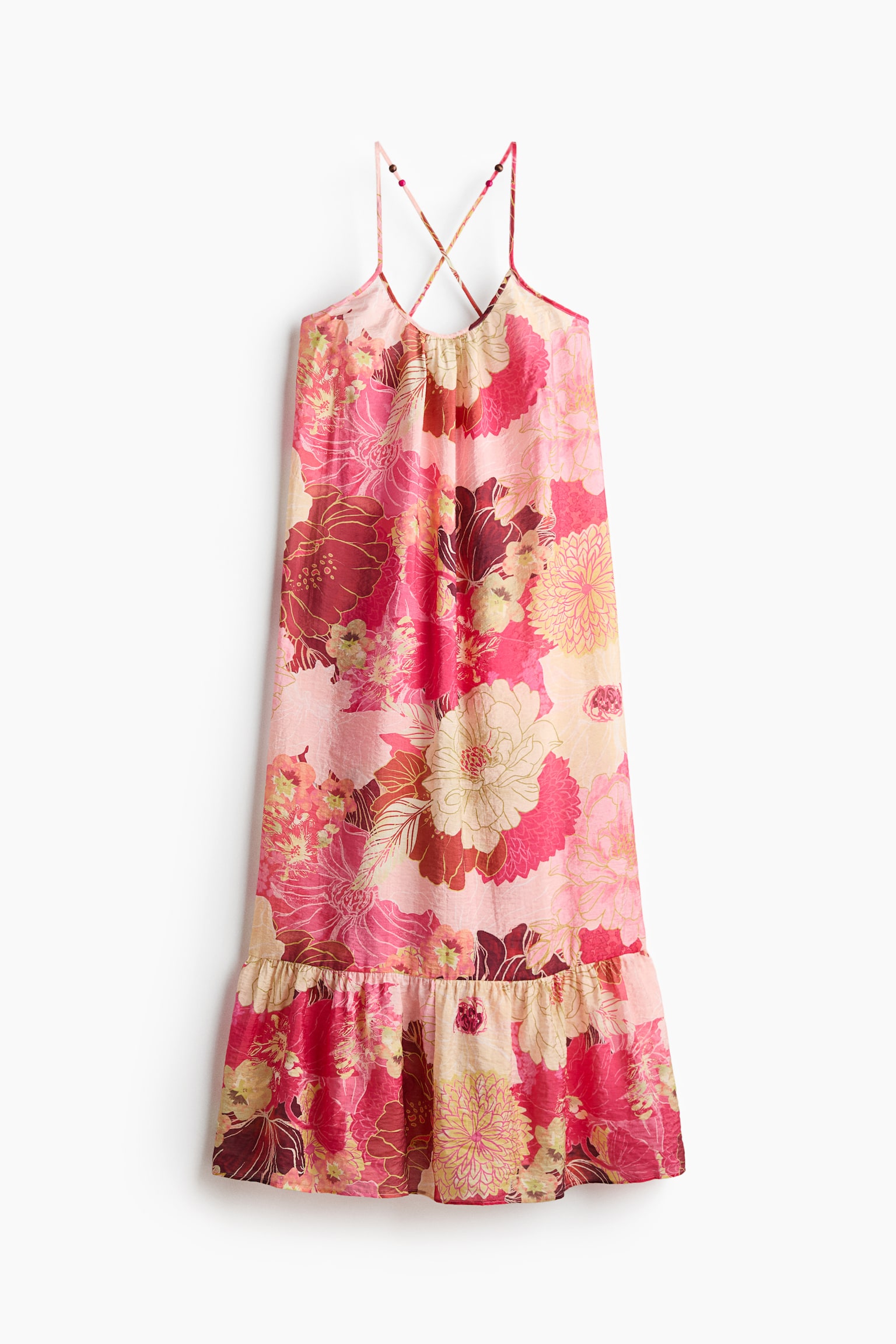 Robe trapèze avec détail à nouer - Pink/Floral/Beige/motif cachemire