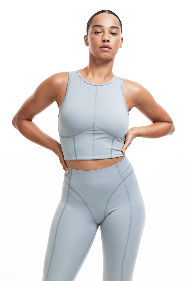DryMove™ Medium Support Sports bra - Grey/Black/Light teal - 1