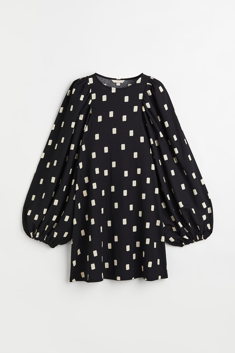 h&m textured knit dress Women's Black/Patterned Short textured-knit our selects