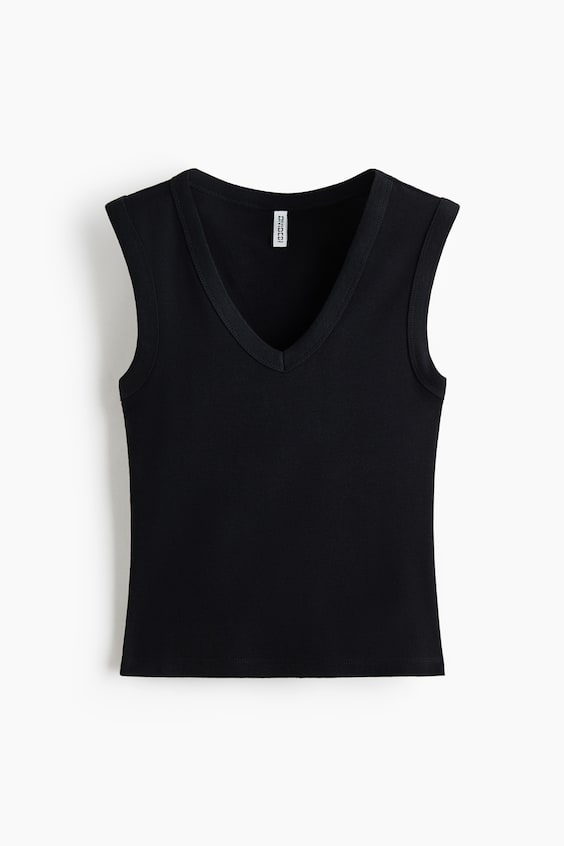 Женские топы H&M Ribbed V-Neck Tank Top