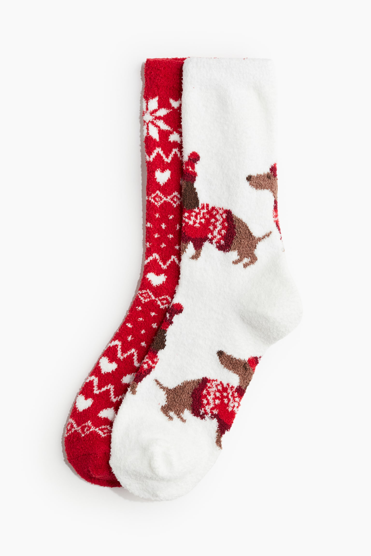 2-pack chenille socks - White/Dogs - 1