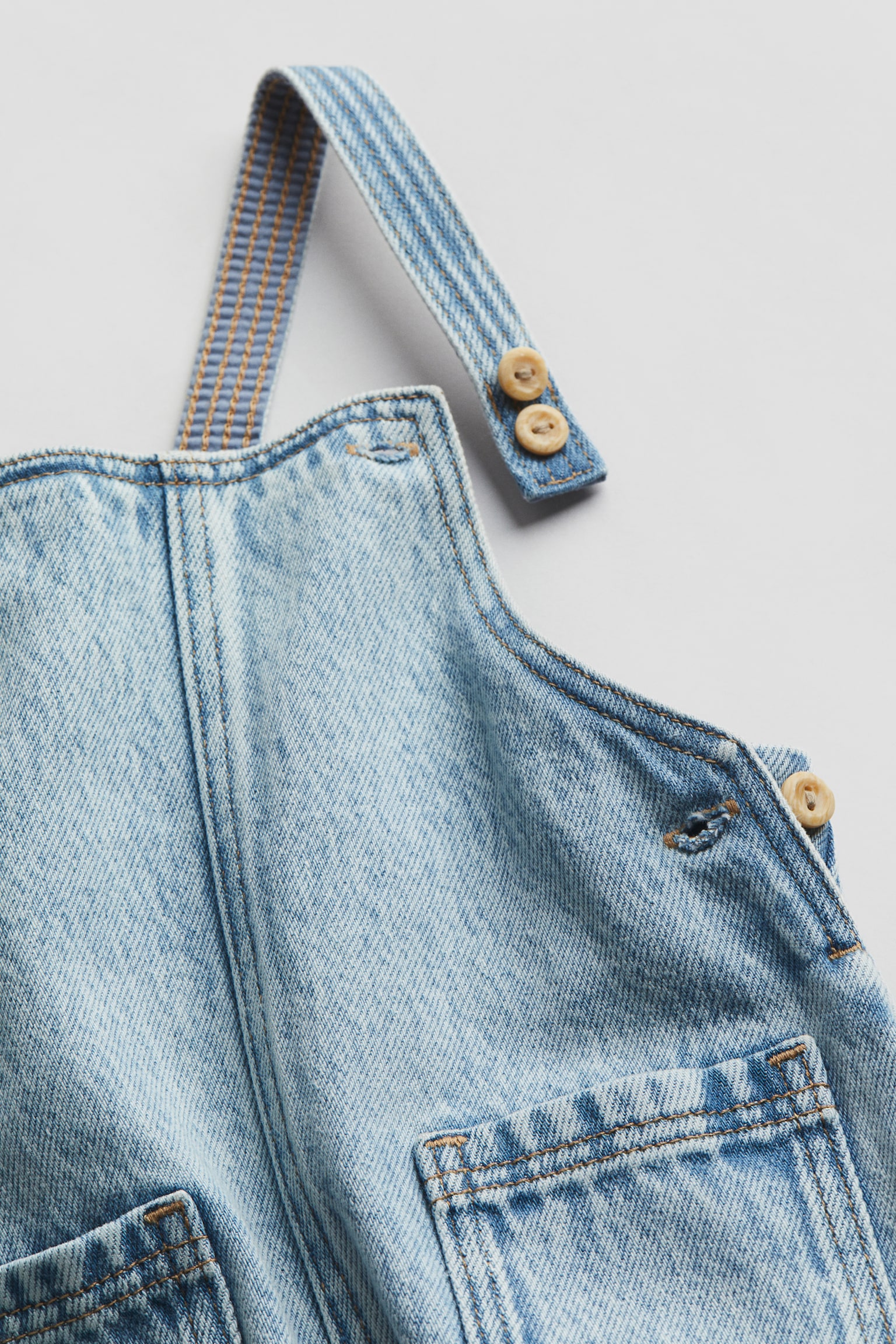 Denim Dungaree Shorts - Light denim blue - 2