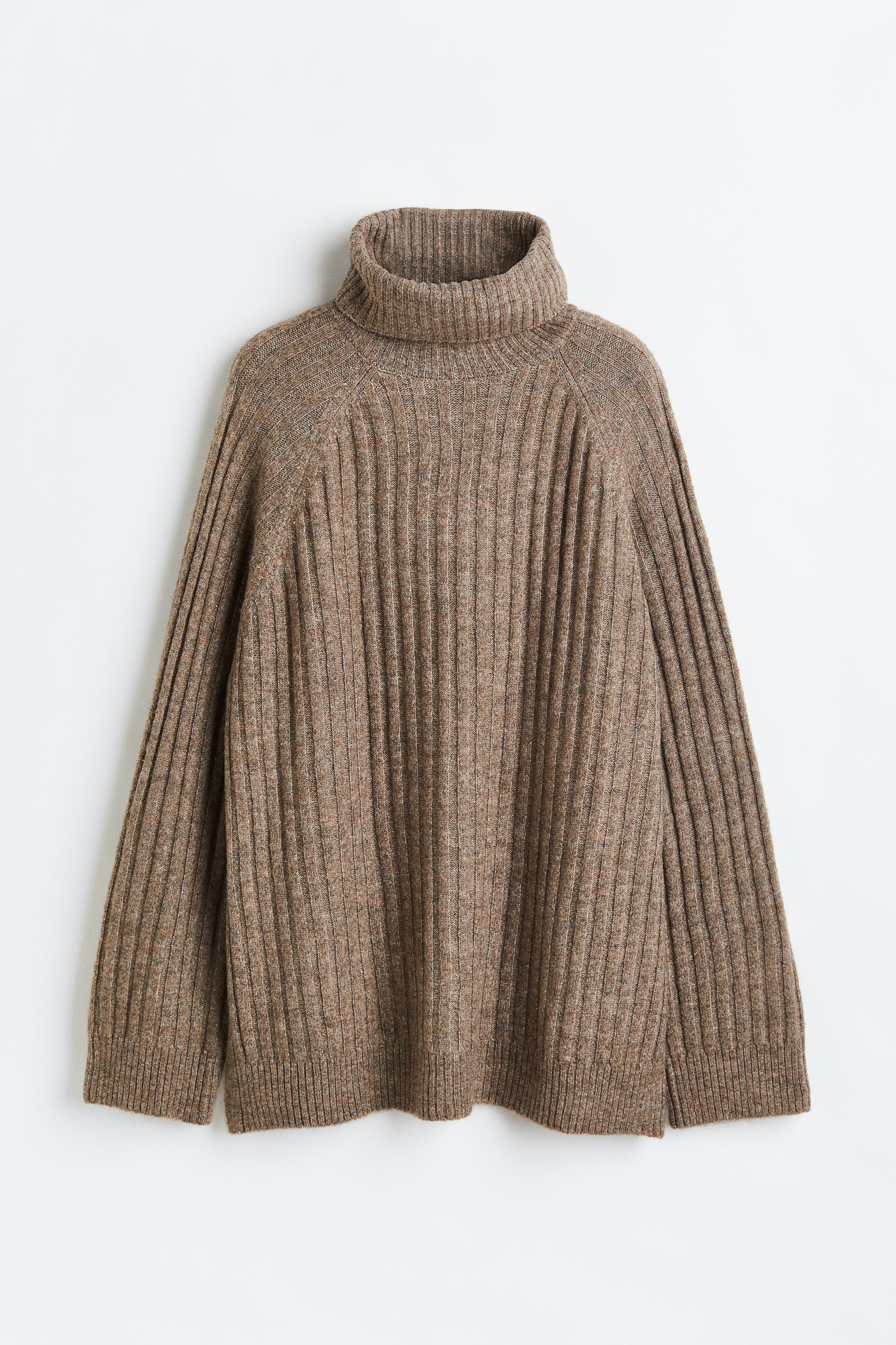 View larger image: Rib-knit polo-neck jumper - Dark beige - Ladies | H&M 1