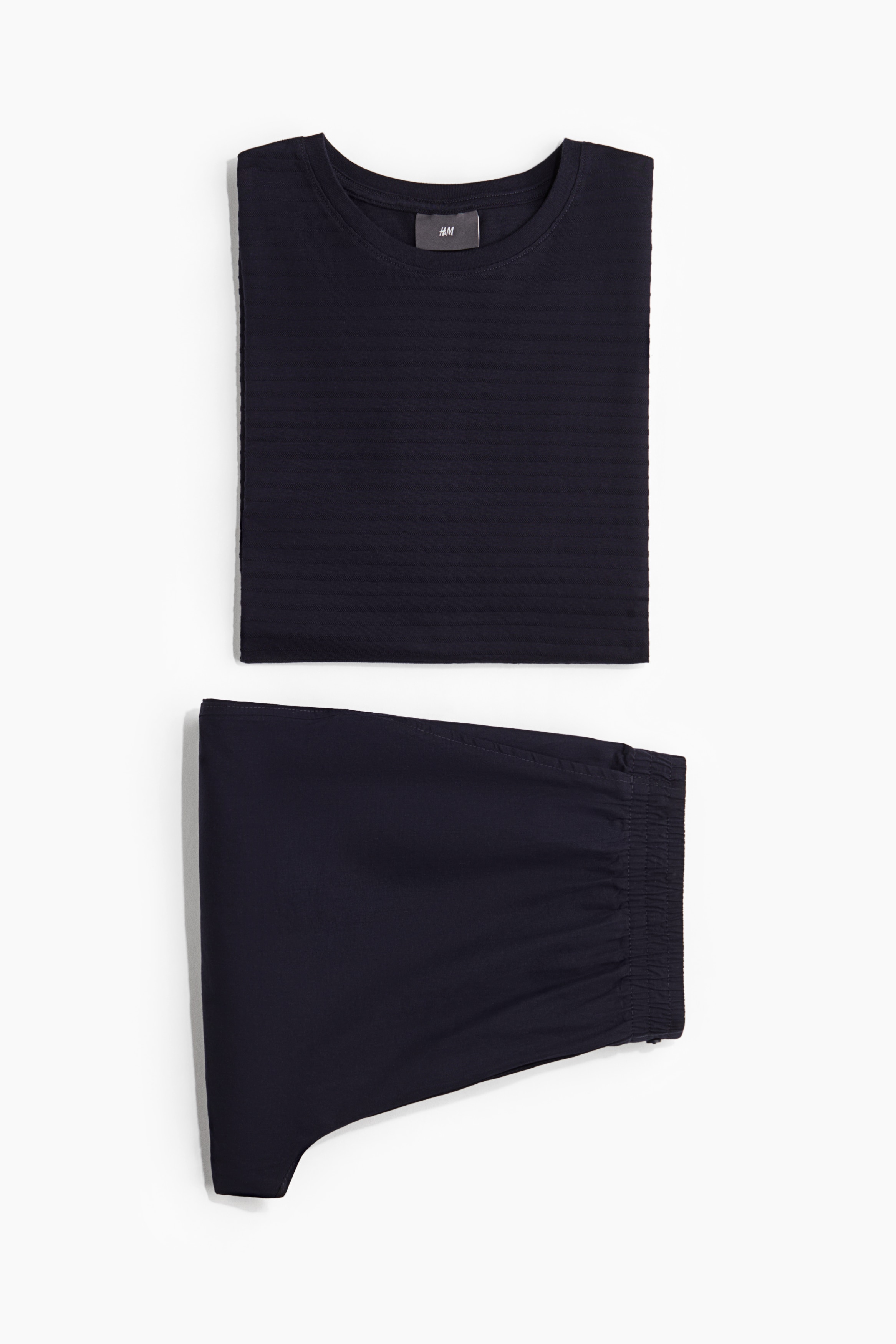 Tişört ve Şortlu Pijama Takımı - Lacivert/Açık mavi/Beyaz