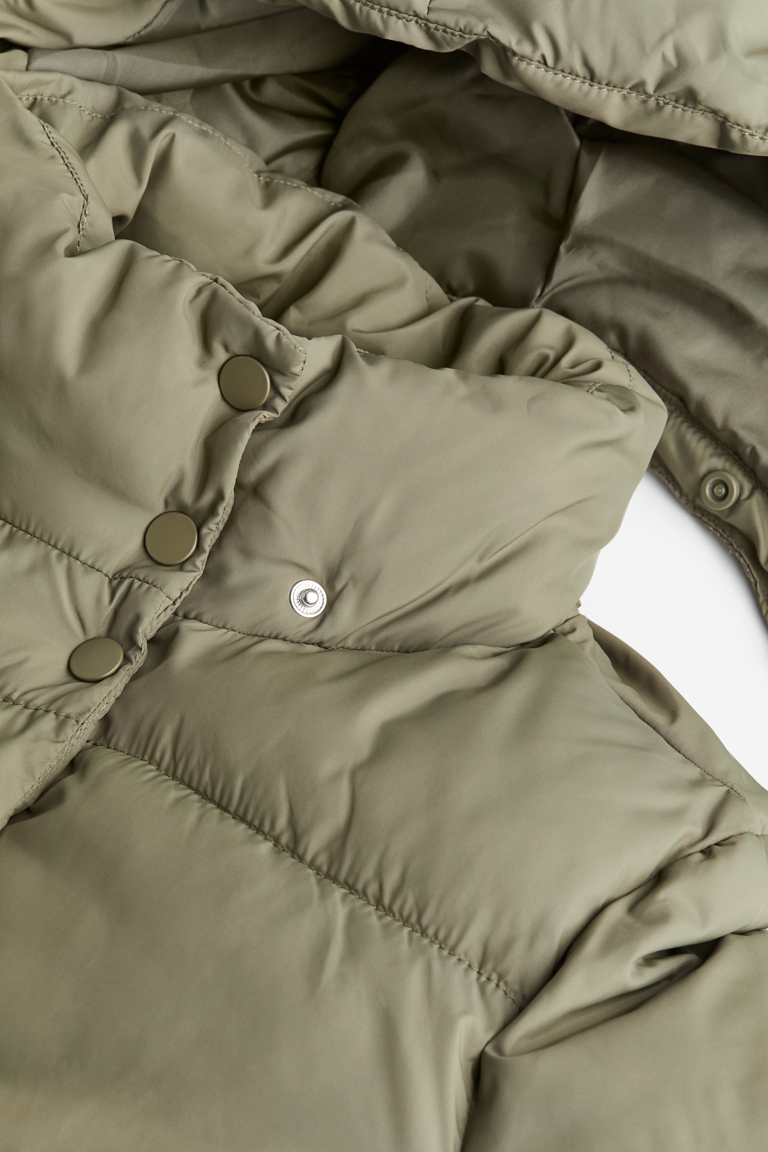 Long Puffer Jacket - Khaki green/Black - 2