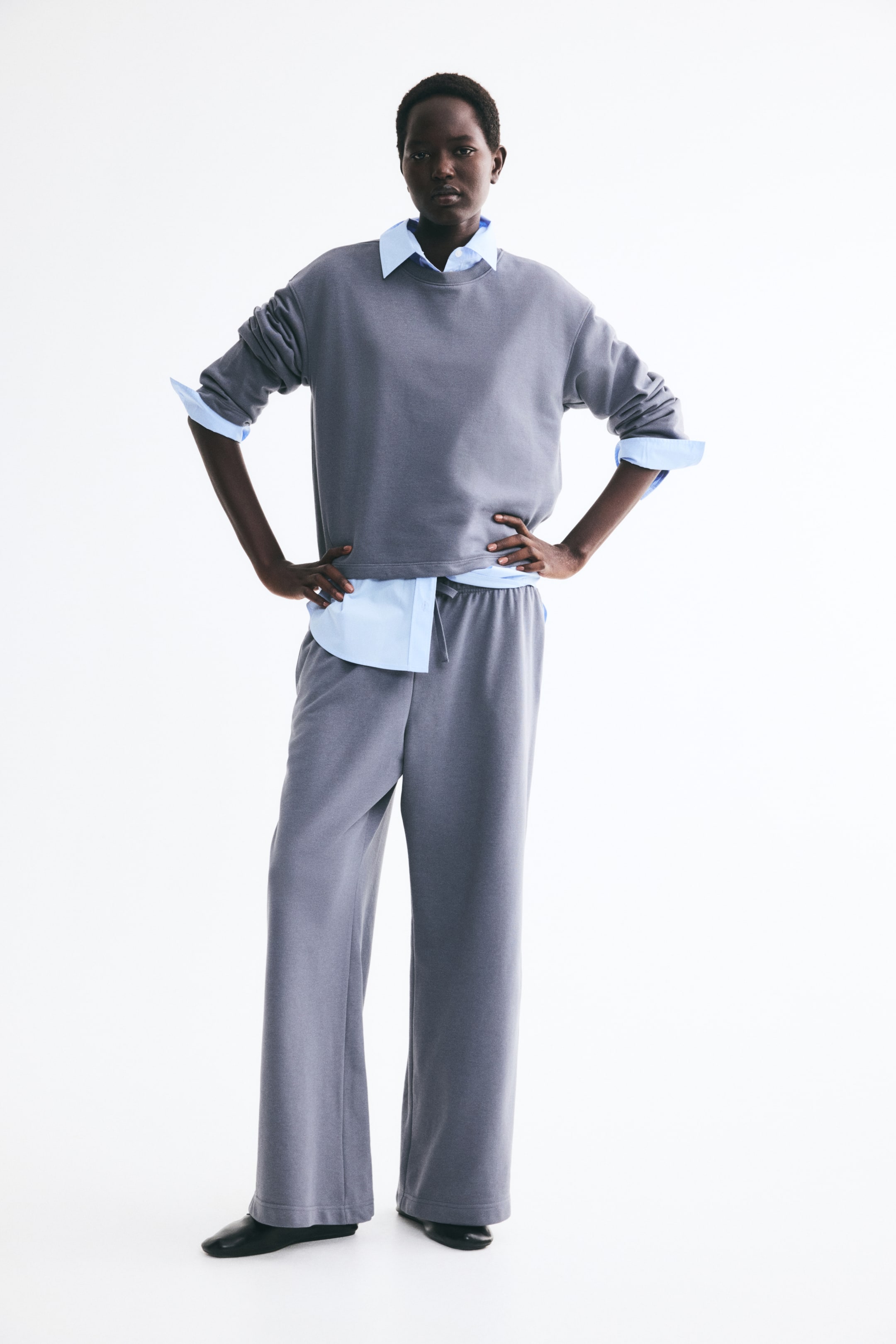 View larger image: 2-piece cotton sweatshirt set - Dark grey - Ladies | H&M 1