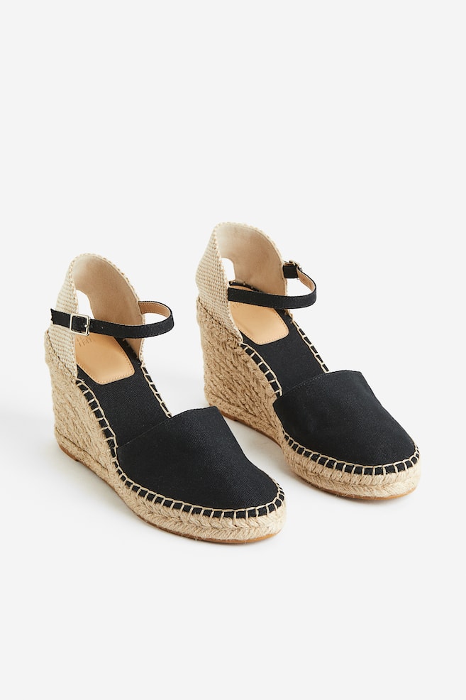 Wedge-heeled espadrilles - Black/Natural white/Red/Striped - 3