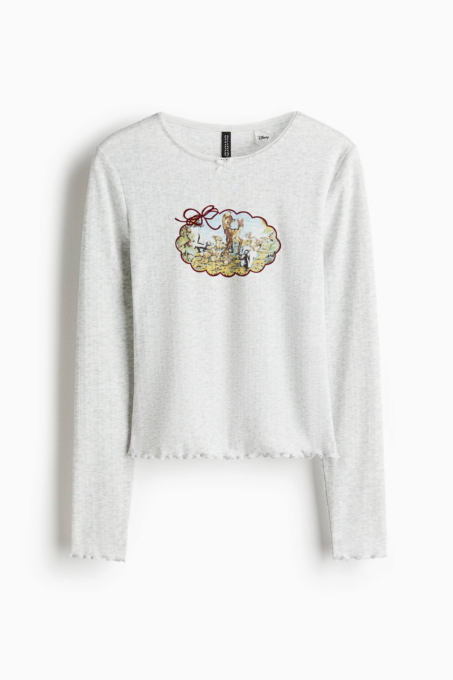 Áo cotton jersey - Màu xám nhạt đốm/Bambi - 1