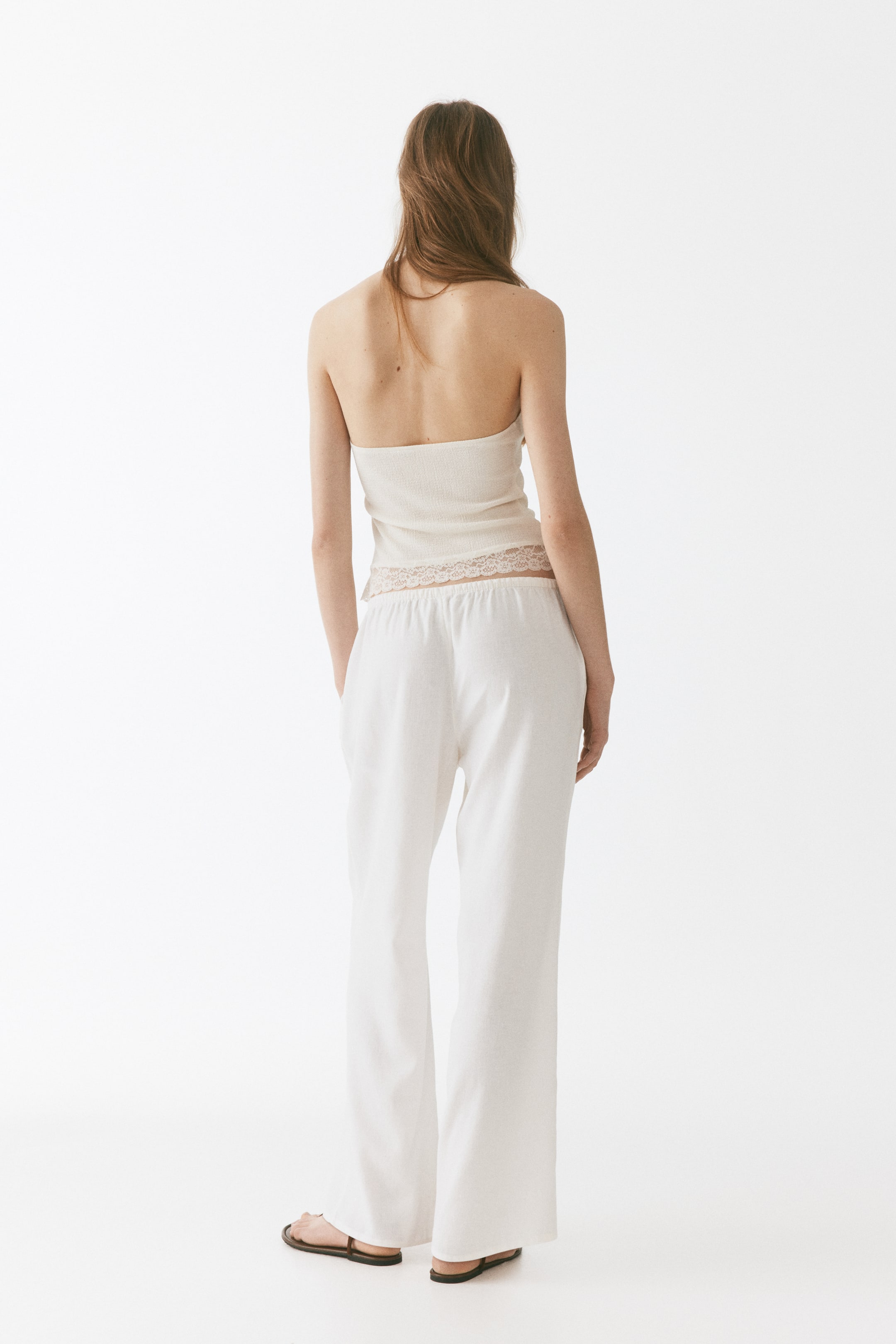 Linen-Blend Drawstring Pants