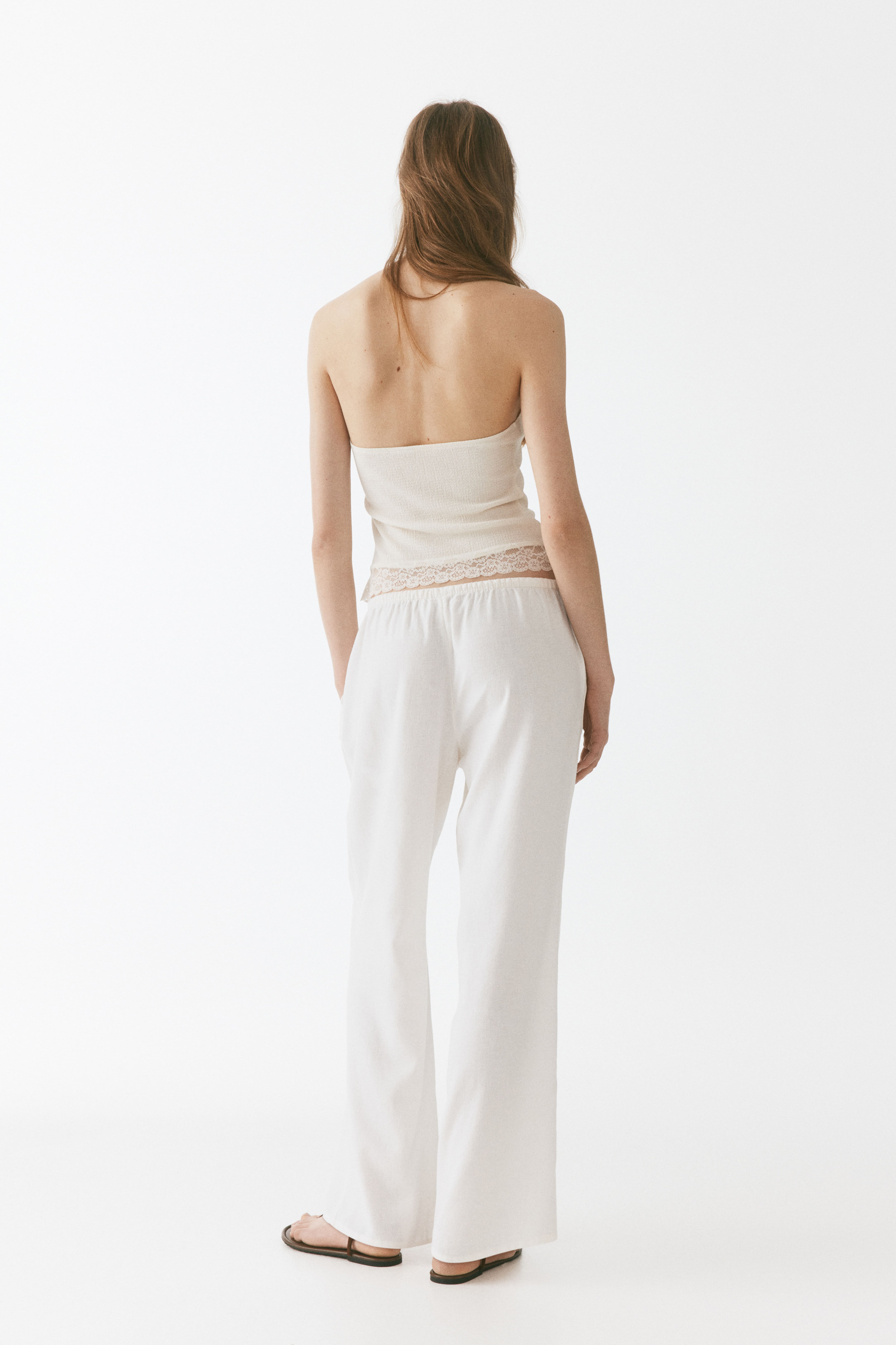 Linen-Blend Drawstring Pants