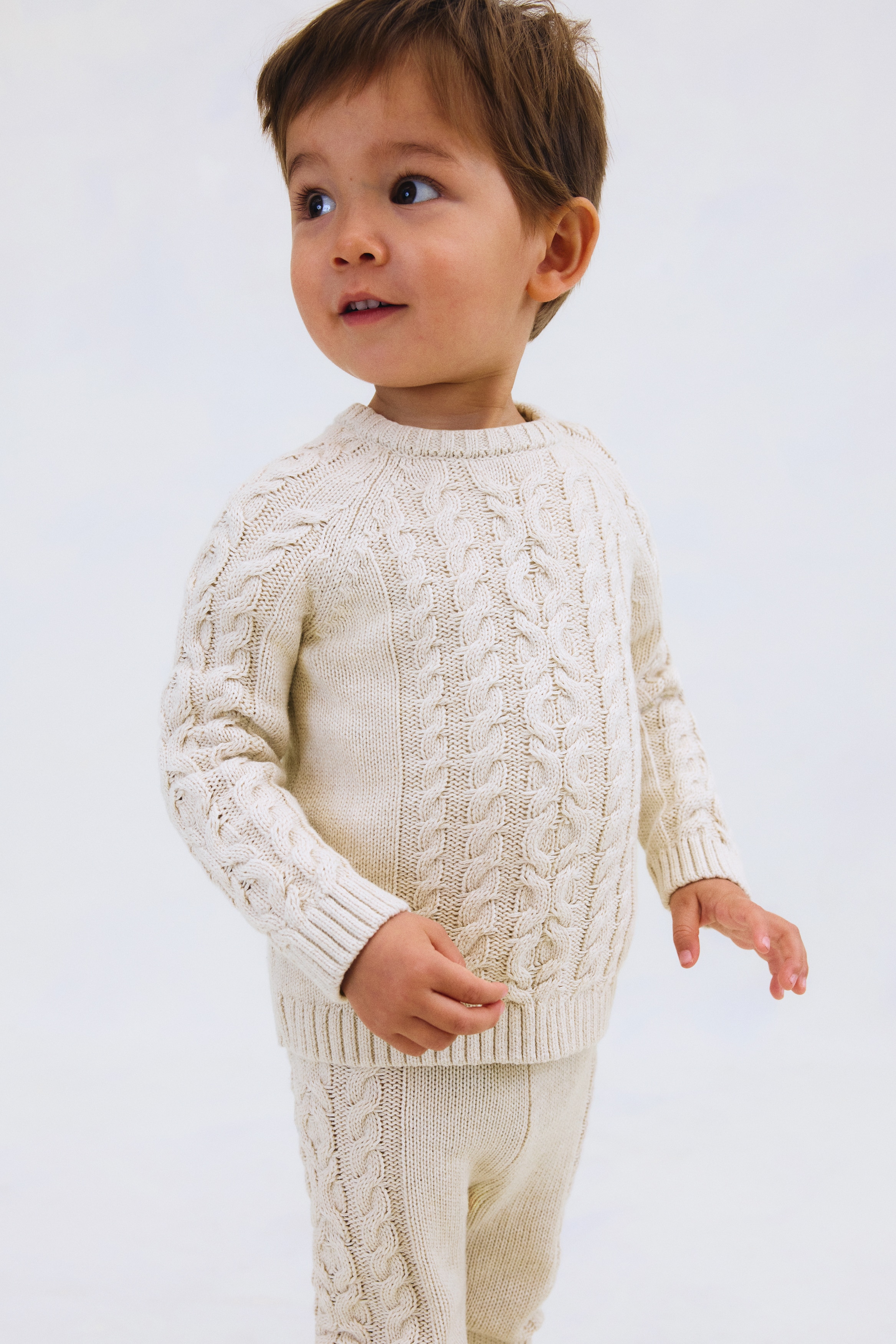 H & M - コットンニット2アイテムセット - ベージュ