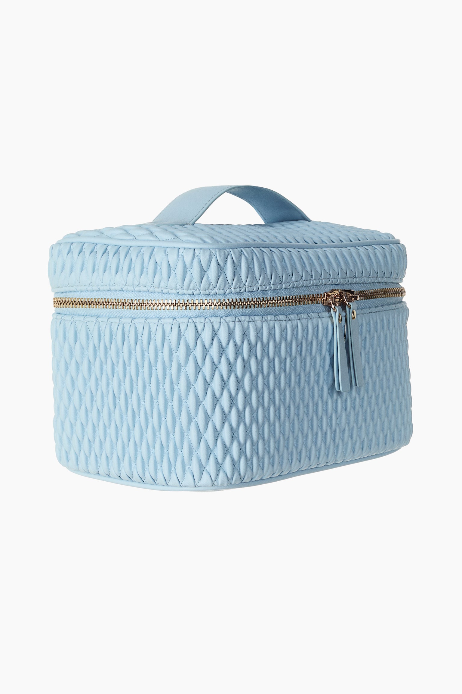 Quiltad sminkväska i boxig modell - Blå/Svart/Ljusbeige - 4