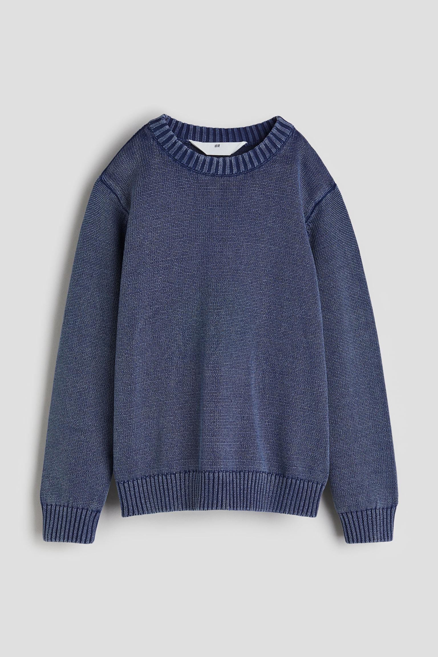 Loose-fit jumper - Washed dark blue/Beige - 1