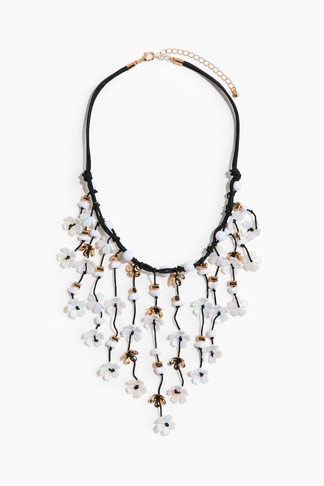Waterfall cord necklace - Black - 1