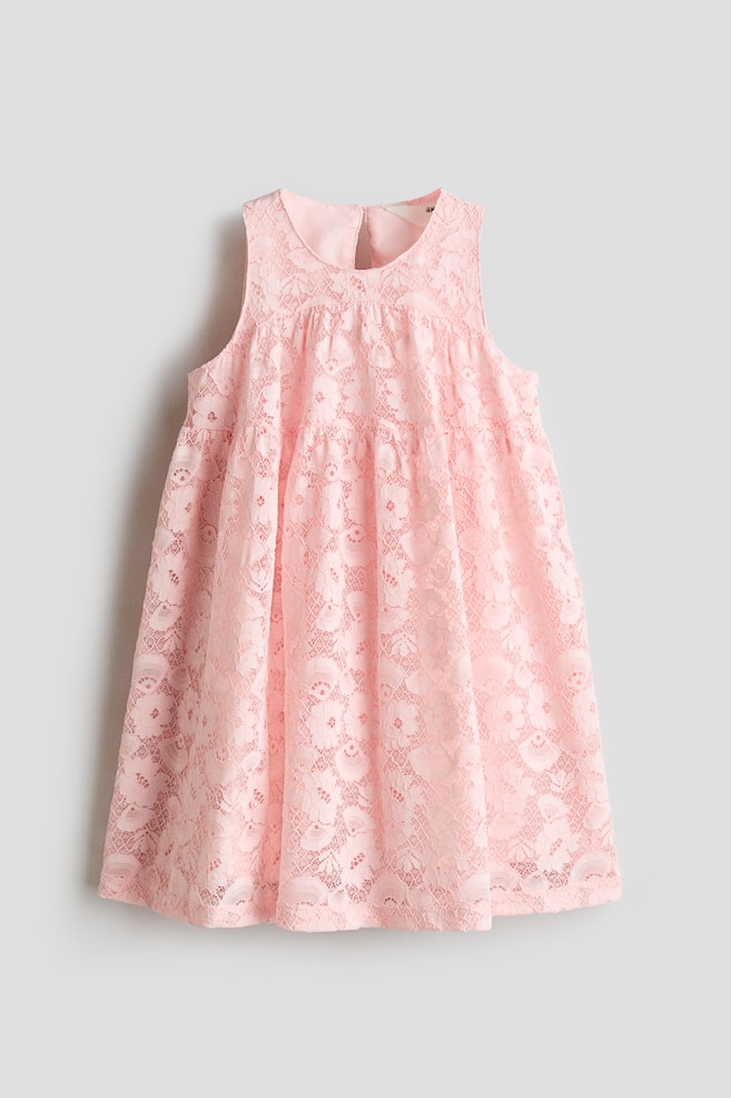 Robe trapèze en dentelle - Rose clair - 1