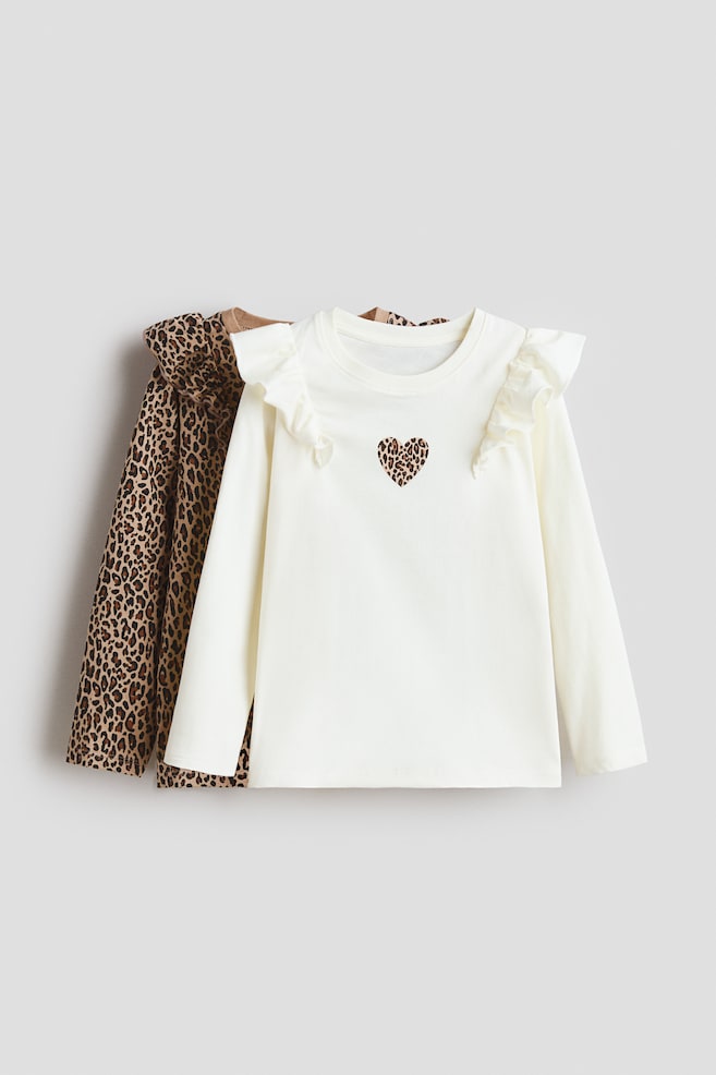 2-Pack Printed Jersey Tops - White/leopard print/Pink/unicorns - 1