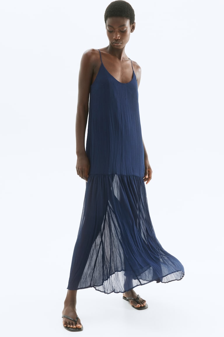 Women's Navy blue Long Chiffon Dress | H&M US