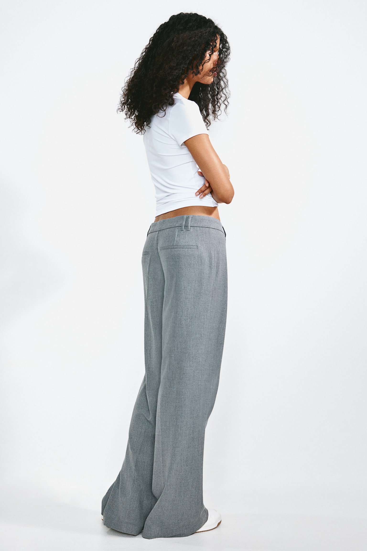 Wide tailored trousers - Grey marl/Dark grey marl/Navy blue/Pinstriped/Dark brown/Pinstriped/Black - 6