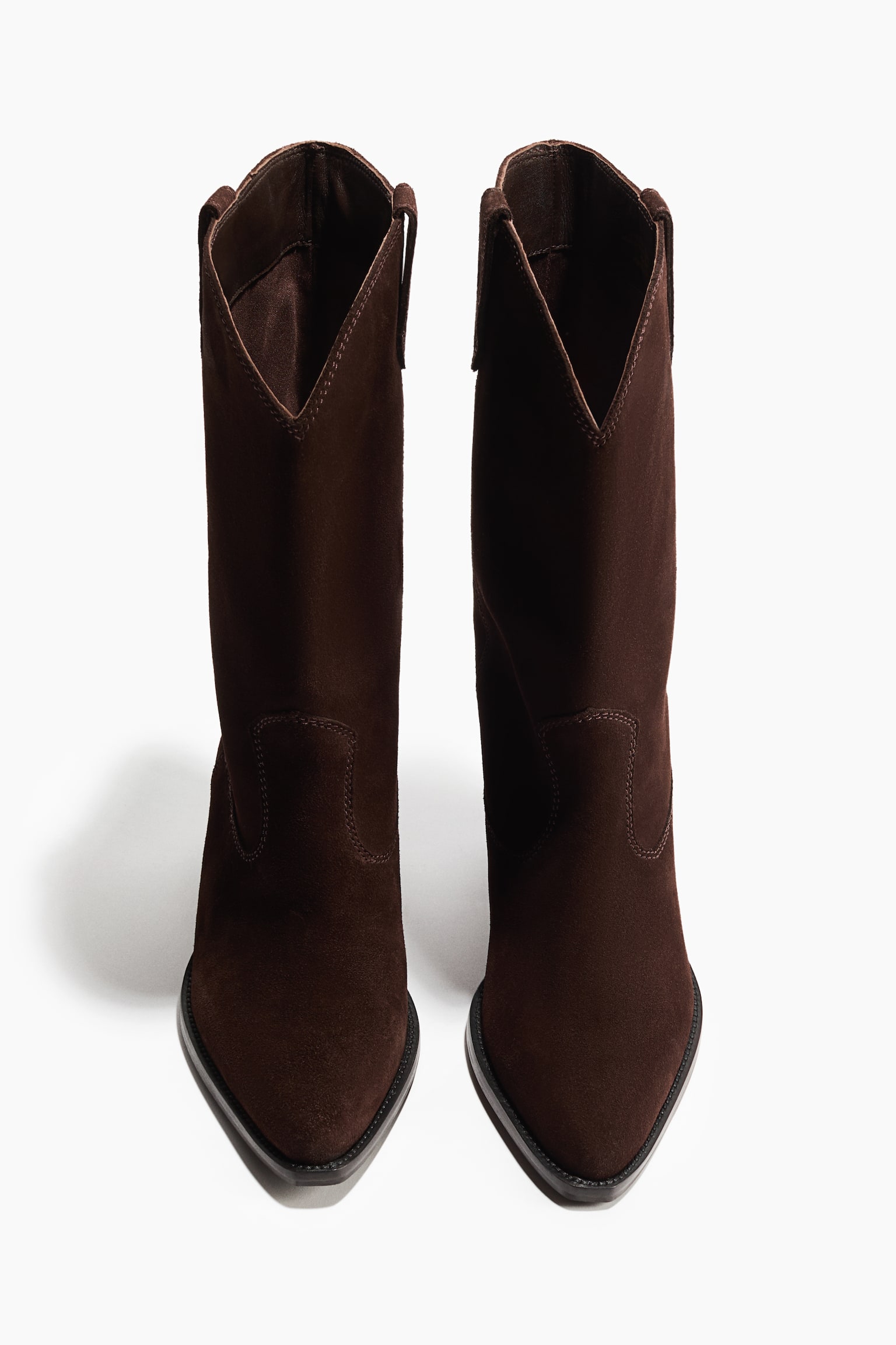 Calf-high suede cowboy boots - Dark brown - 3