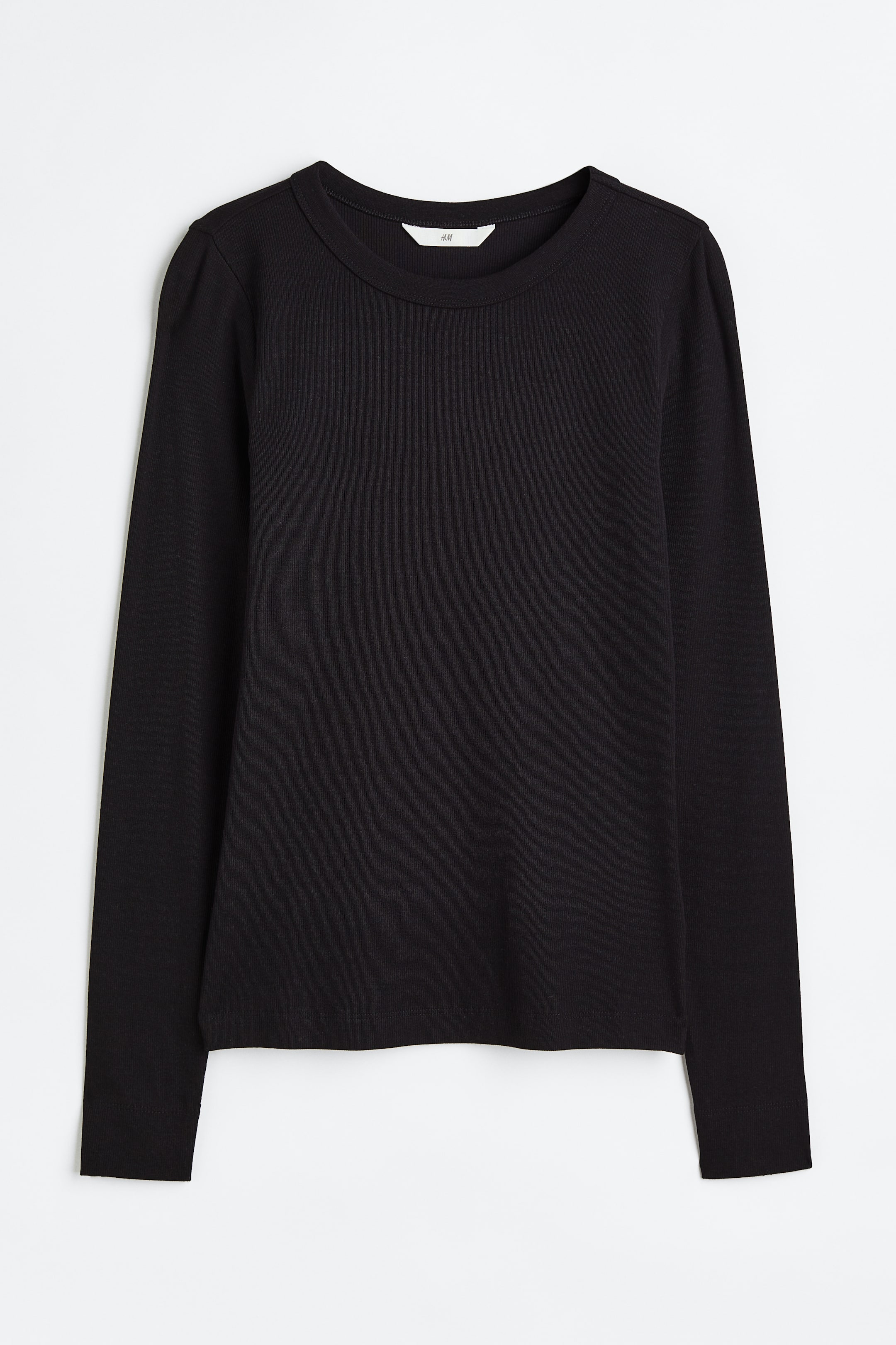 Ribbed Modal-blend Top - Round Neck - Long sleeve - Black - Ladies | H&M US